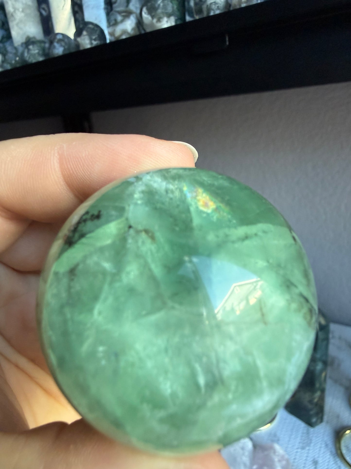 Fluorite Sphere 4.9 oz – Polished Crystal Ball for Focus, Clarity & Energy Balance