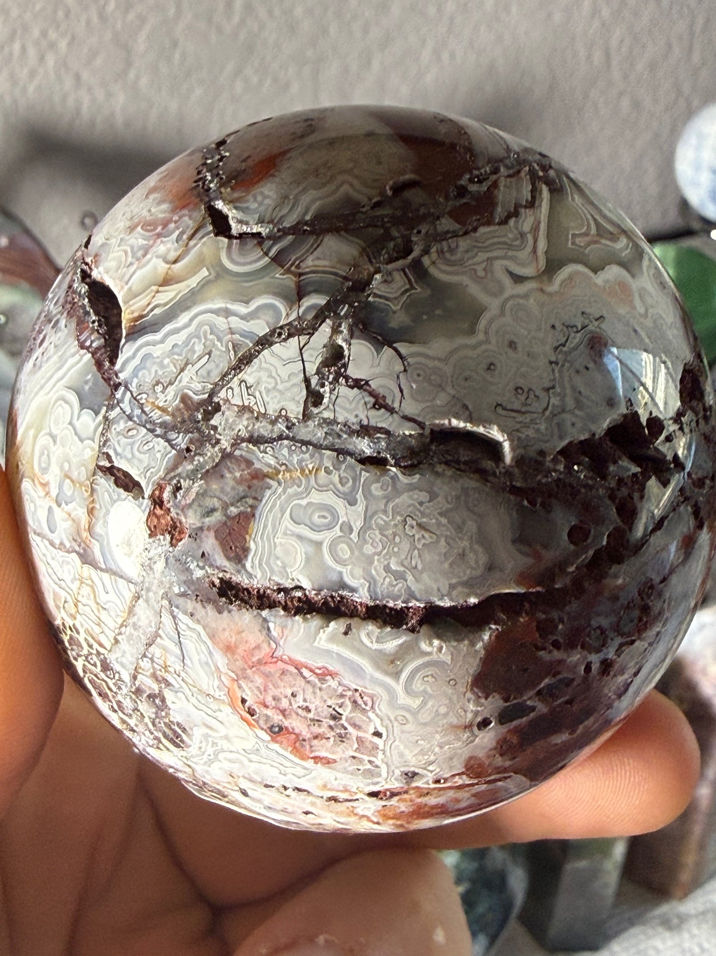 Large Mexican Crazy Lace Agate Sphere – Bold Banded Crystal for Joy, Strength & Uplifting Energy