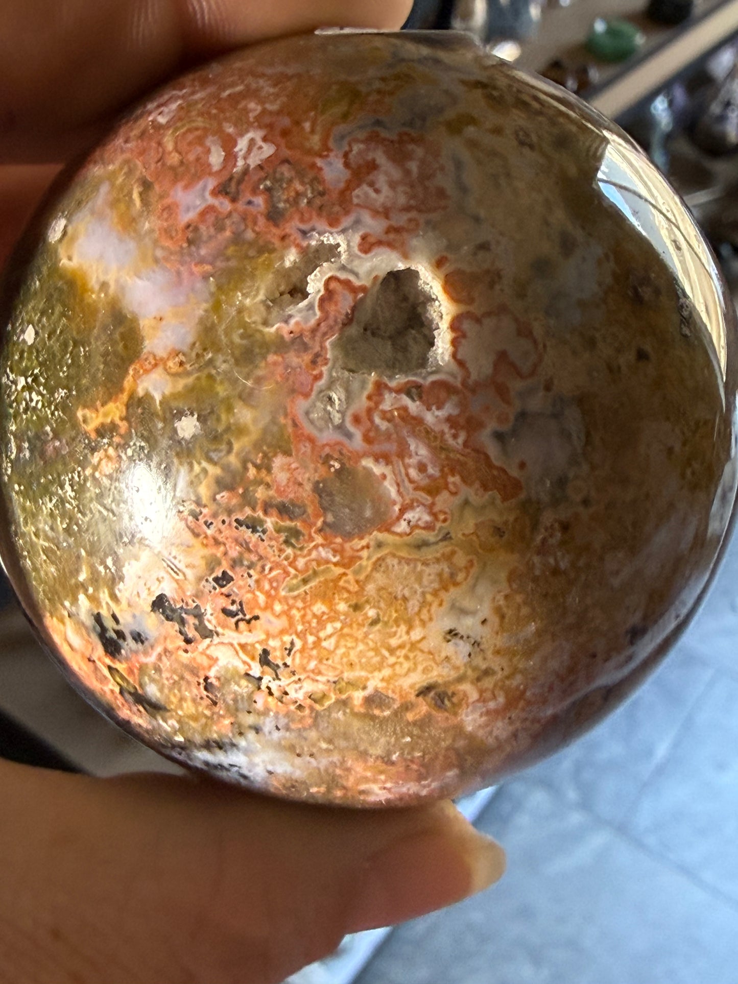 Ocean Jasper Medium Sphere – Polished Crystal Orb for Joy, Renewal & Heart‑Healing Energy