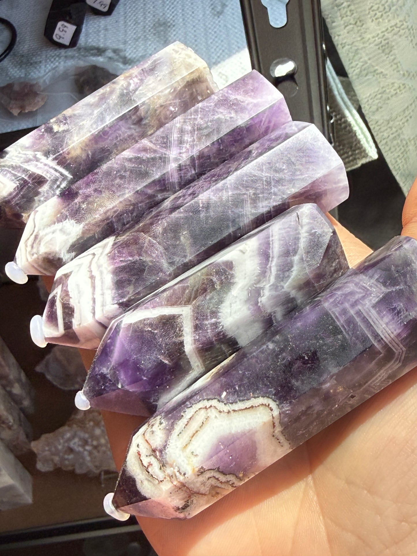 Medium Dream Amethyst Tower – Chevron Amethyst Point for Intuition, Calm & Spiritual Alignment