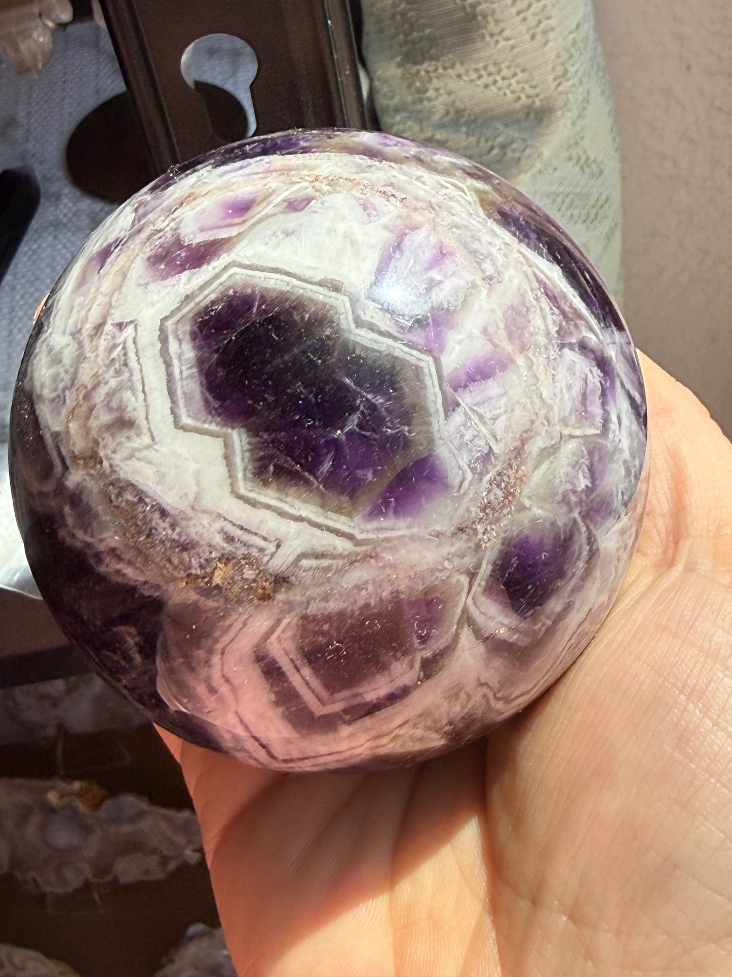 Dream Amethyst Sphere 27oz | Radiant Purple & White Bands | Decorative Gemstone