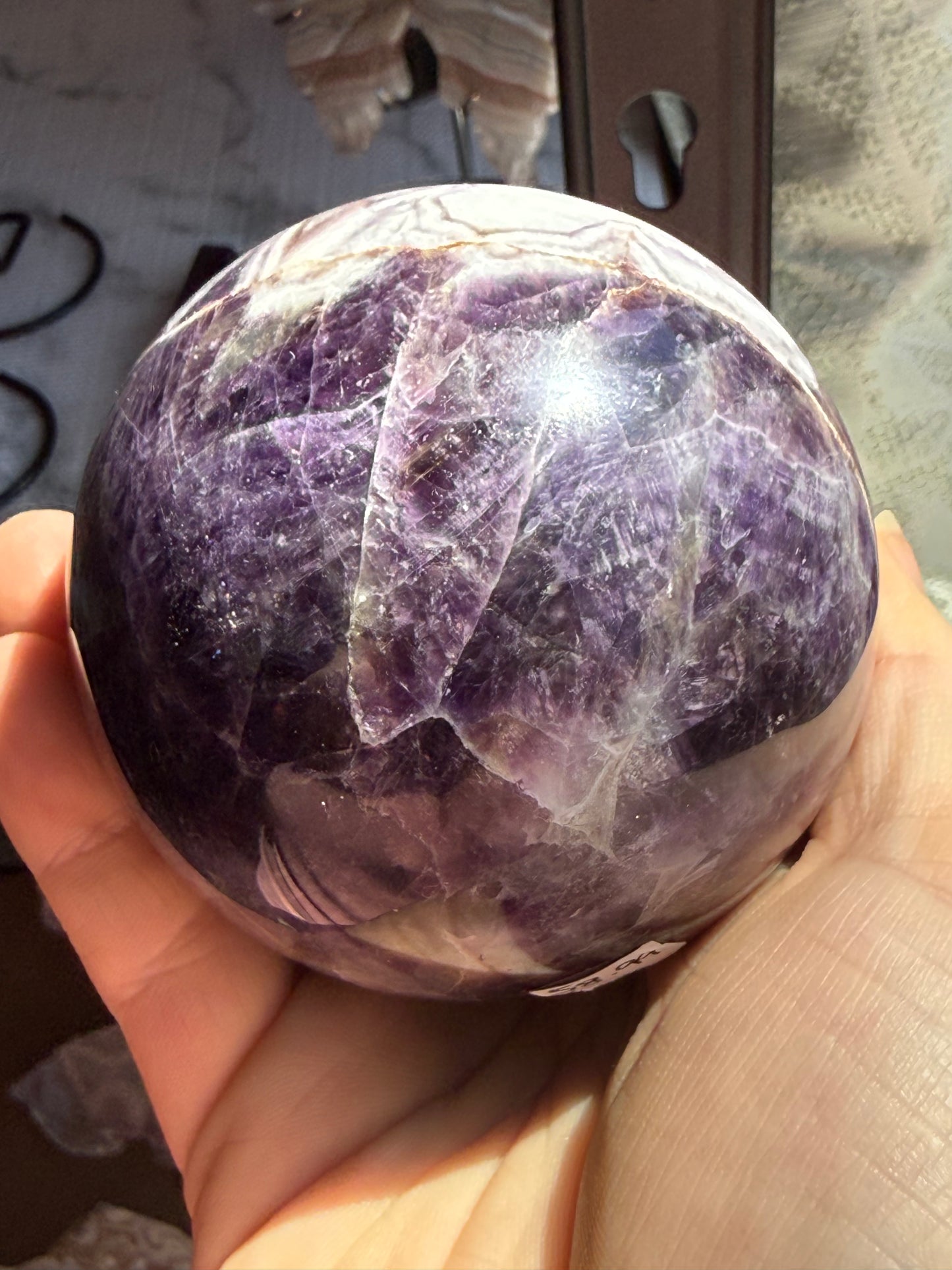 Dream Amethyst Sphere 23oz | Radiant Purple & White Bands | Decorative Gemstone
