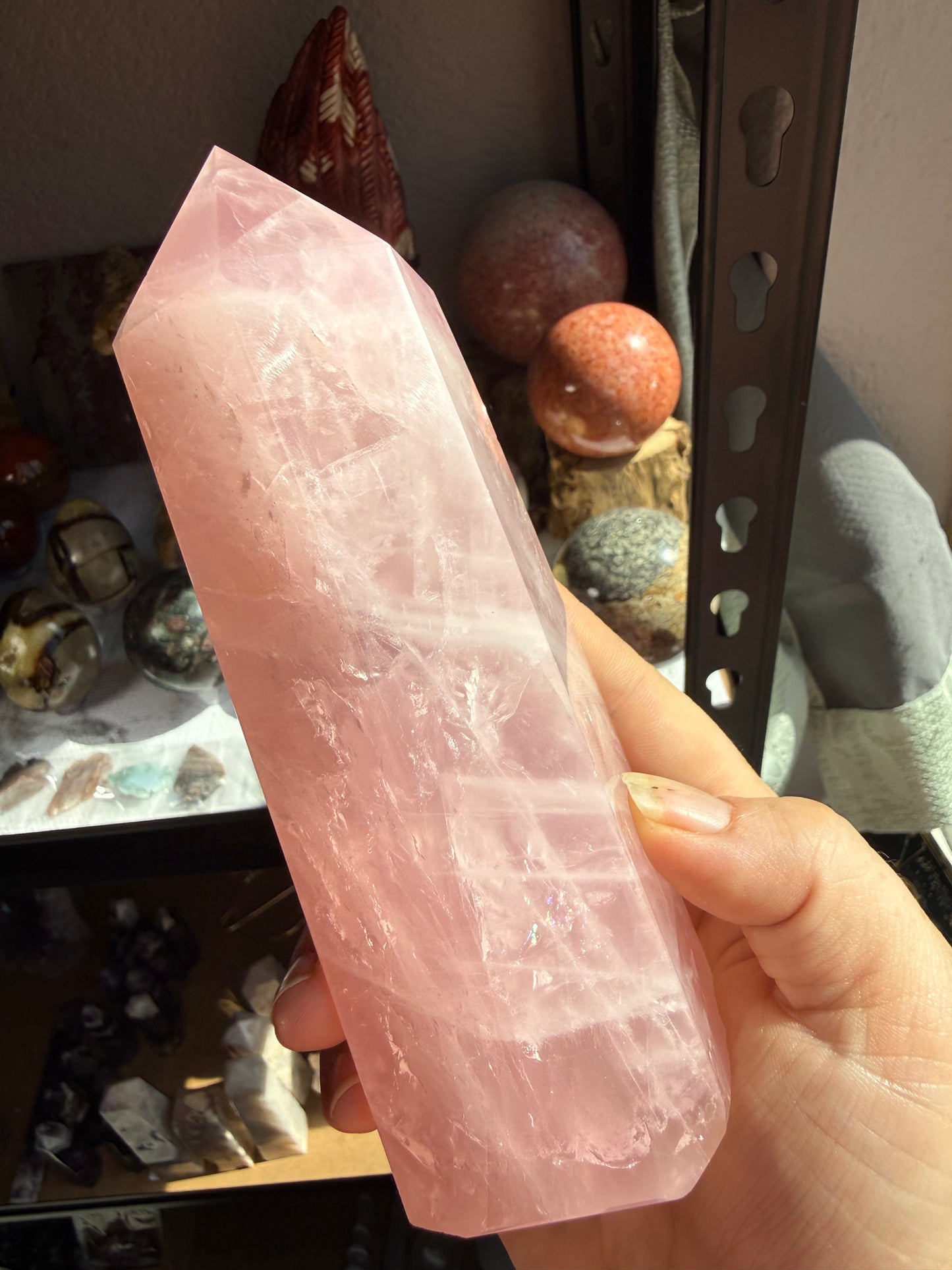 Rose Quartz Tower 1 lb 7.4 oz – Polished Crystal Point for Love, Peace & Heart‑Healing Energy