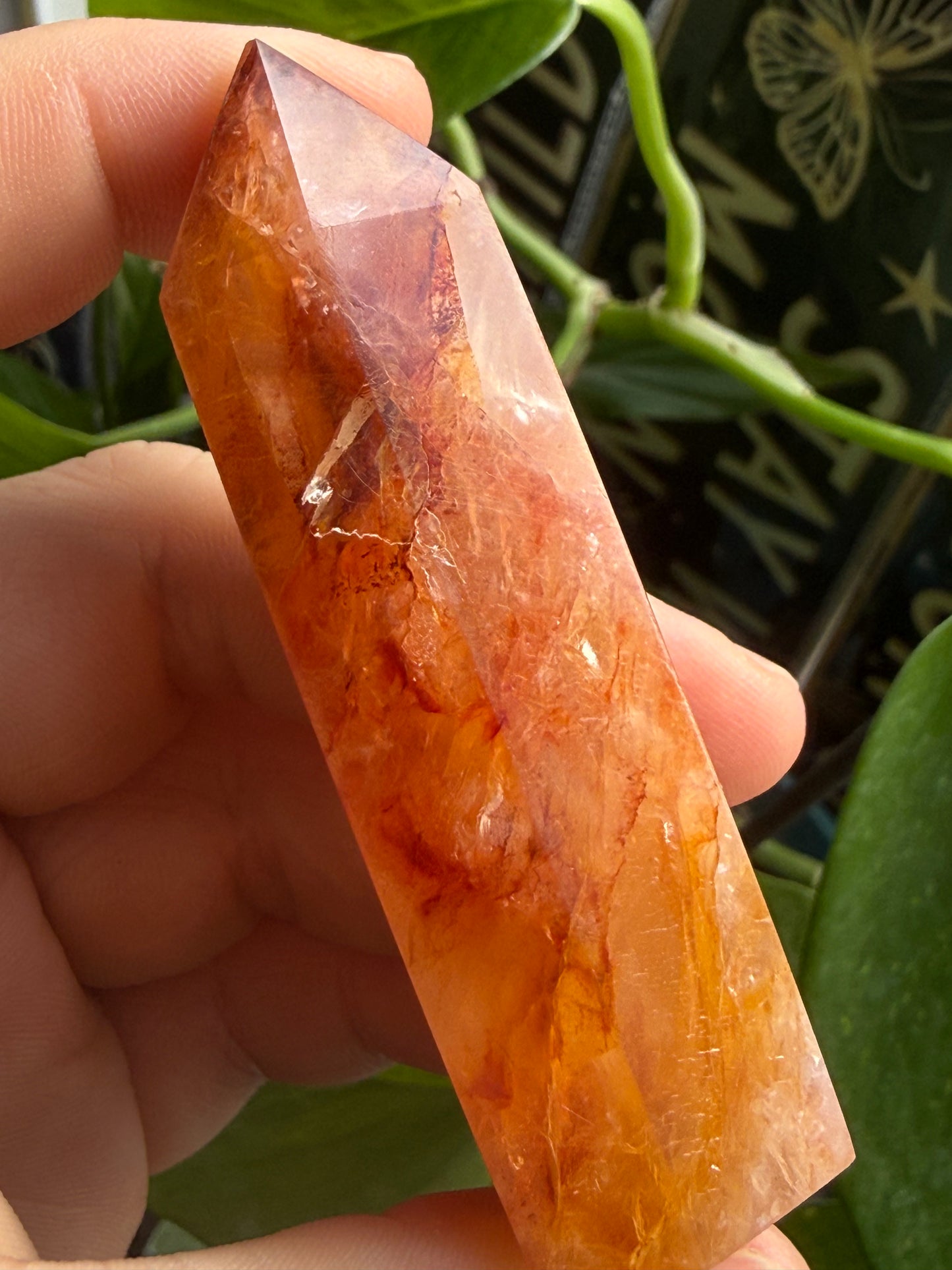Fire Quartz Tower 2.1 oz – Polished Crystal Point for Energy, Passion & Focused Alignment
