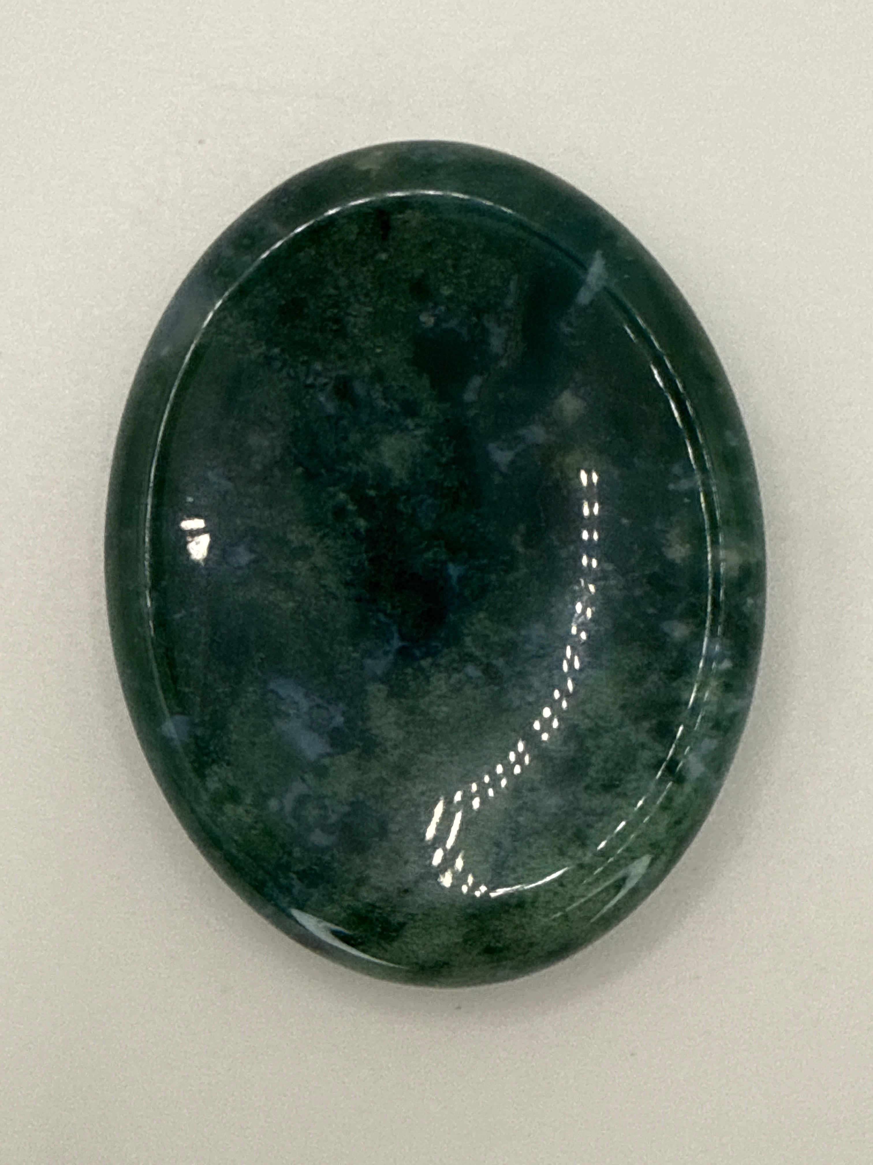 Moss Agate Thumb Stone 0.7 oz – Polished Worry Stone for Grounding & Calm