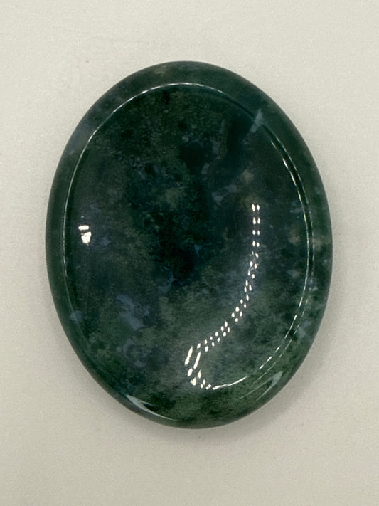 Moss Agate Thumb Stone 0.7 oz – Polished Worry Stone for Grounding & Calm
