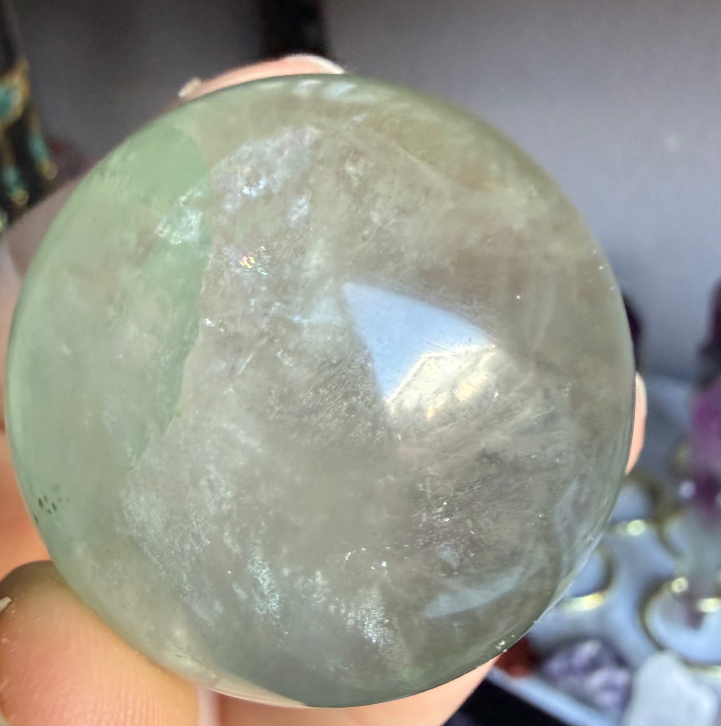 Fluorite Sphere 5 oz – Polished Crystal Ball for Focus, Clarity & Energy Balance