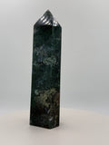 Moss Agate Tower 14.1 oz – Polished Crystal Point for Growth, Grounding & Natural Harmony