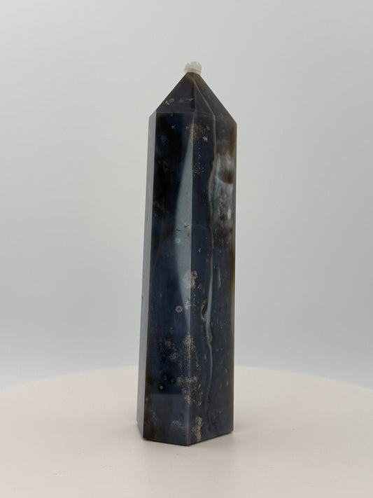 Starry Agate Tower 9.3 oz – Polished Crystal Point for Cosmic Calm, Balance & Celestial Beauty