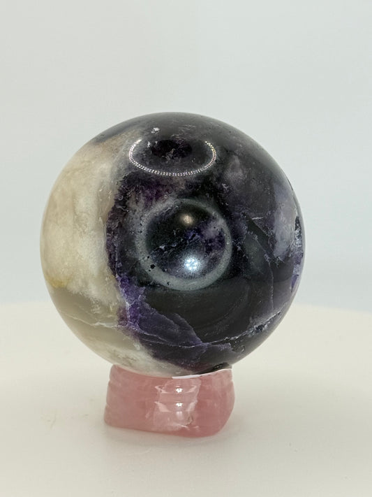 Fluorite–Sphalerite Sphere #4 – Polished Crystal for Clarity, Grounding & Transformative Balance