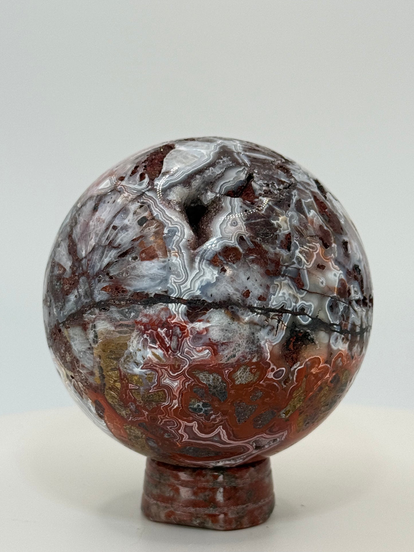 Mexican Crazy Lace Agate Sphere – Polished Banded Crystal for Joy, Balance & Uplifting Energy