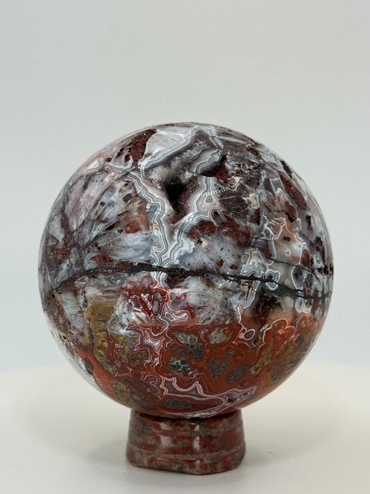 Mexican Crazy Lace Agate Sphere – Polished Banded Crystal for Joy, Balance & Uplifting Energy