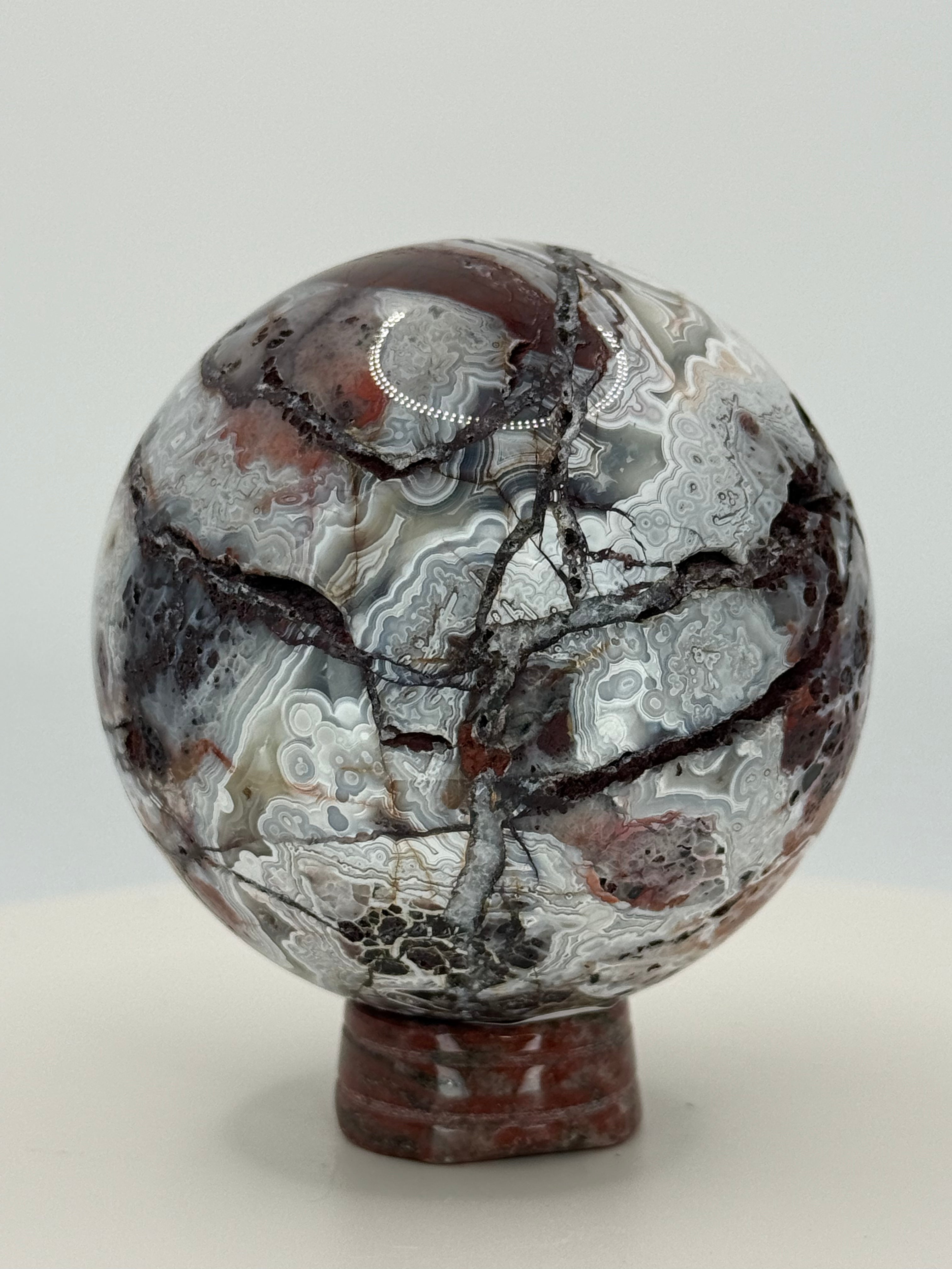 Large Mexican Crazy Lace Agate Sphere – Bold Banded Crystal for Joy, Strength & Uplifting Energy
