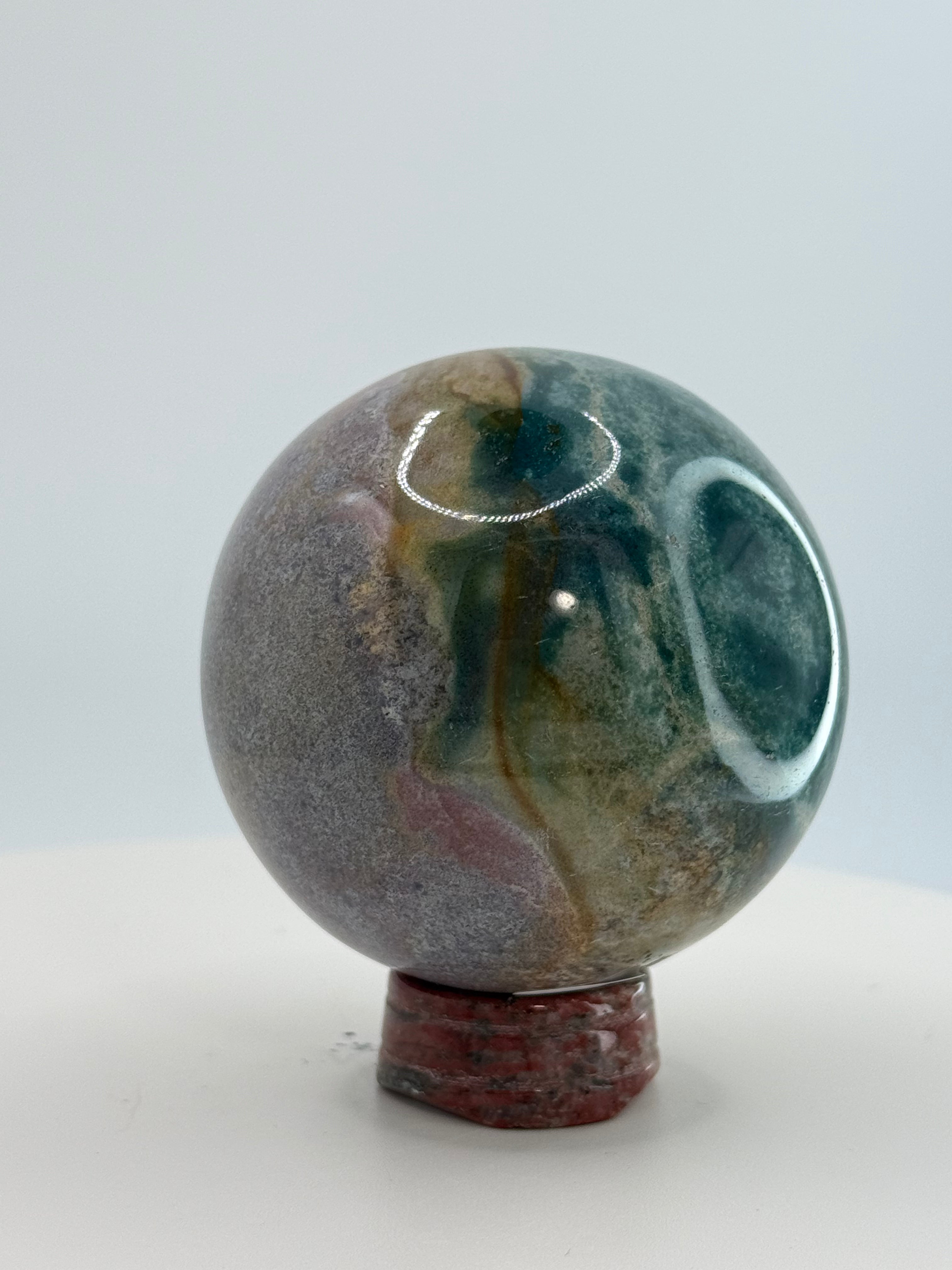 Ocean Jasper Small Sphere – Polished Mini Crystal Orb for Joy, Renewal & Heart‑Healing Energy