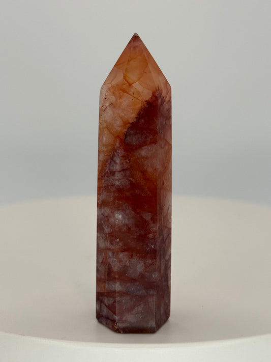 Fire Quartz Tower 2.1 oz – Polished Crystal Point for Energy, Passion & Focused Alignment