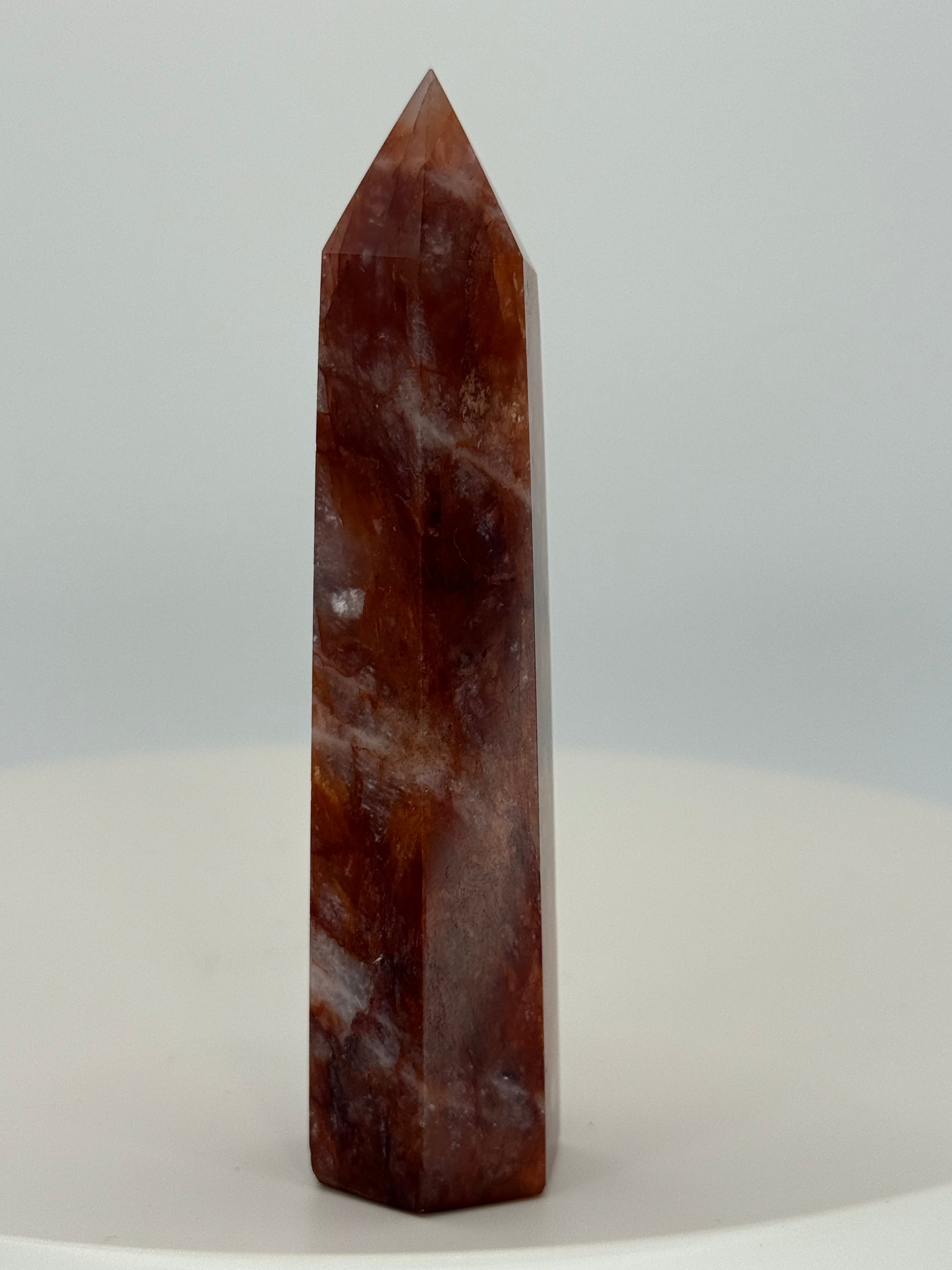 Fire Quartz Tower 2.7 oz – Polished Crystal Point for Energy, Passion & Focused Alignment