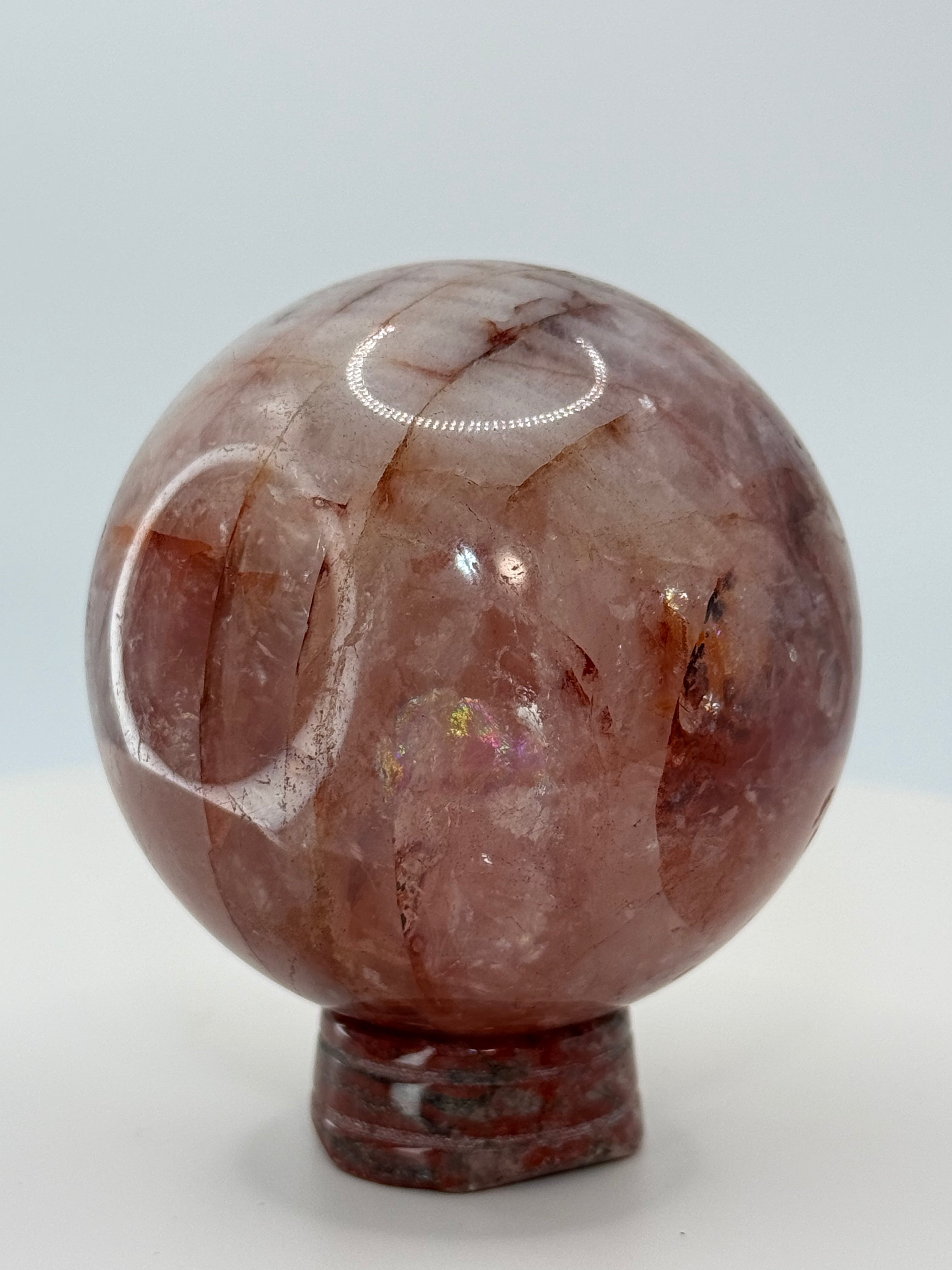 Fire Quartz Medium Sphere – Polished Crystal Orb for Energy, Passion & Emotional Alignment