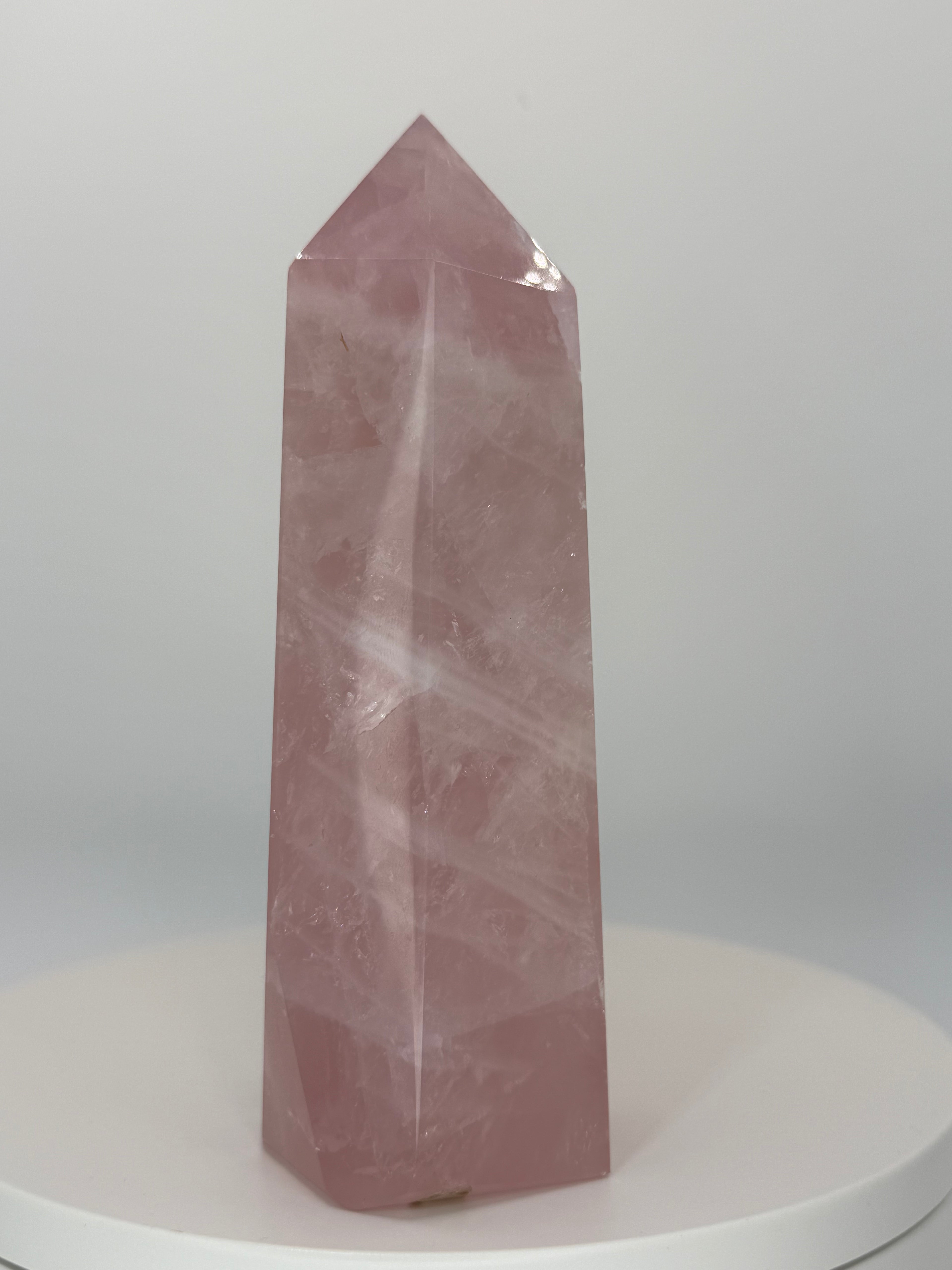 Rose Quartz Tower 1 lb 7.4 oz – Polished Crystal Point for Love, Peace & Heart‑Healing Energy