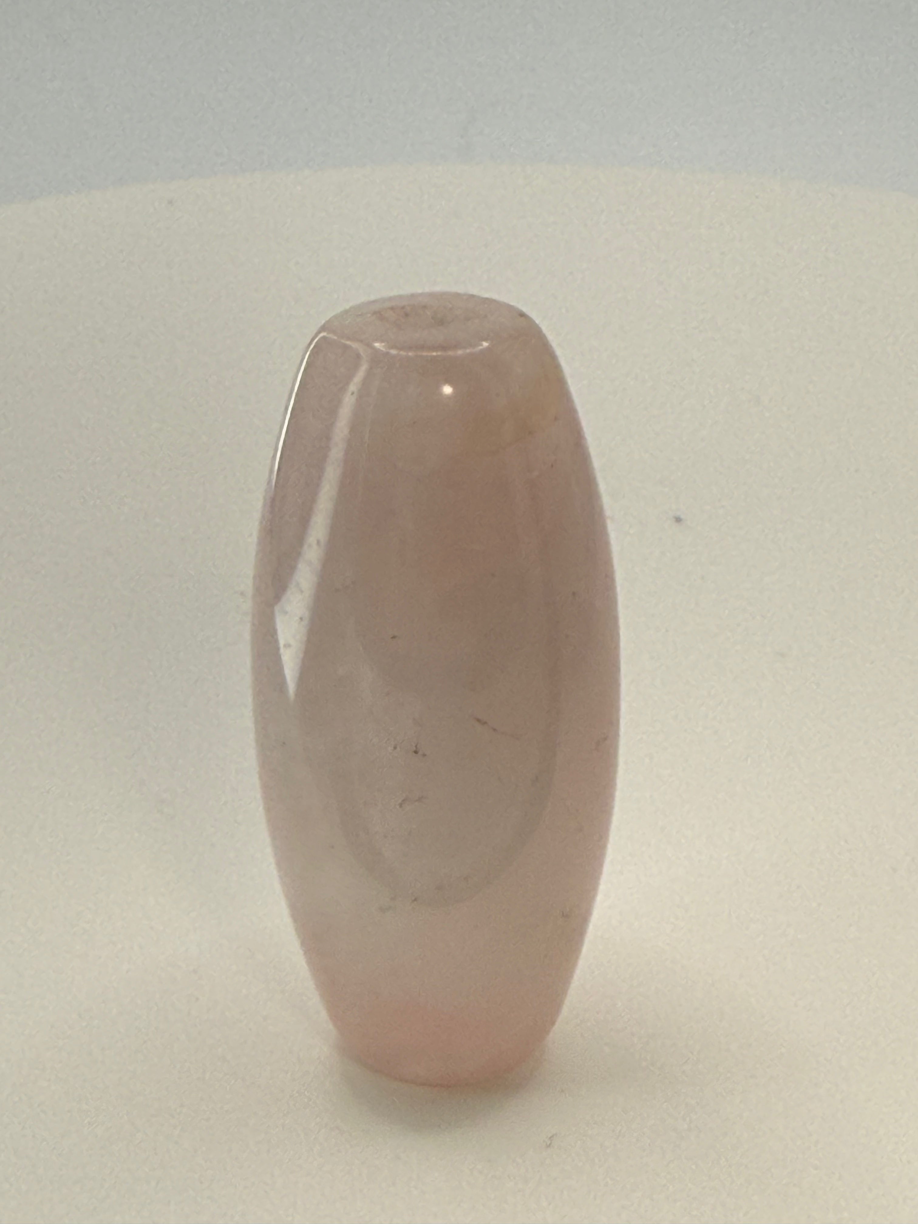 Rose Quartz Pocket Worry Stone – Polished Thumb Stone with Partial Incense Holes for Love, Peace & Emotional Healing