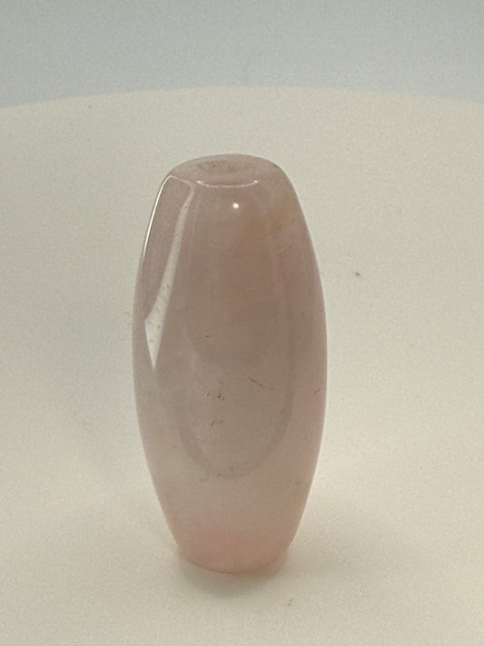 Rose Quartz Pocket Worry Stone – Polished Thumb Stone with Partial Incense Holes for Love, Peace & Emotional Healing