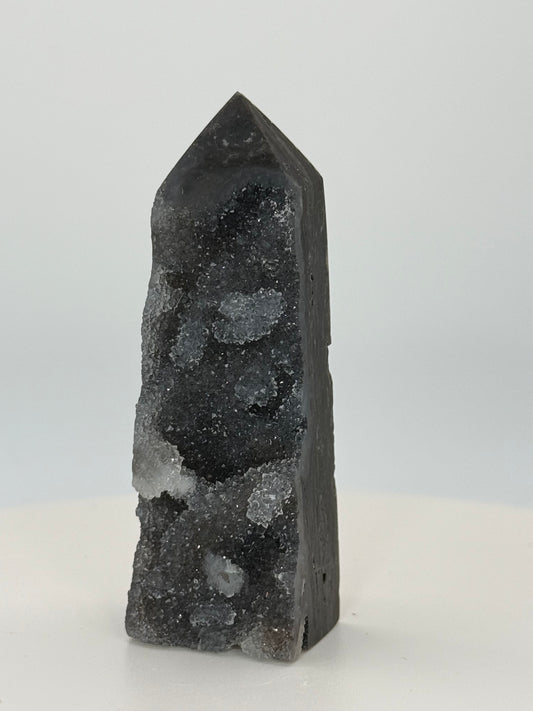Small Sphalerite Tower – Metallic Druzy Crystal Point for Grounding, Strength & Transformation