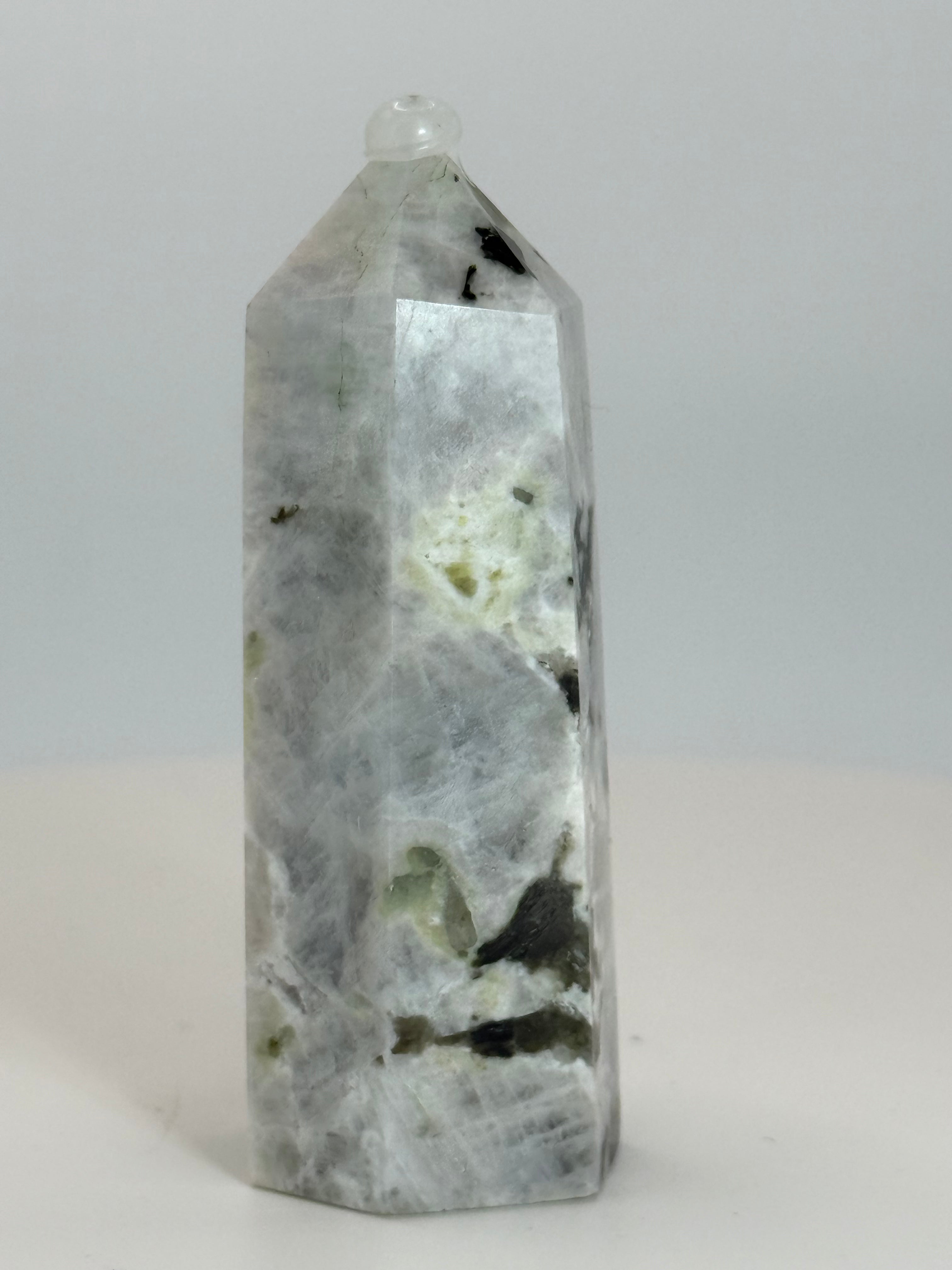 Moonstone Tower 2 oz – Polished Crystal Point with Natural Flash for Intuition & Emotional Balance