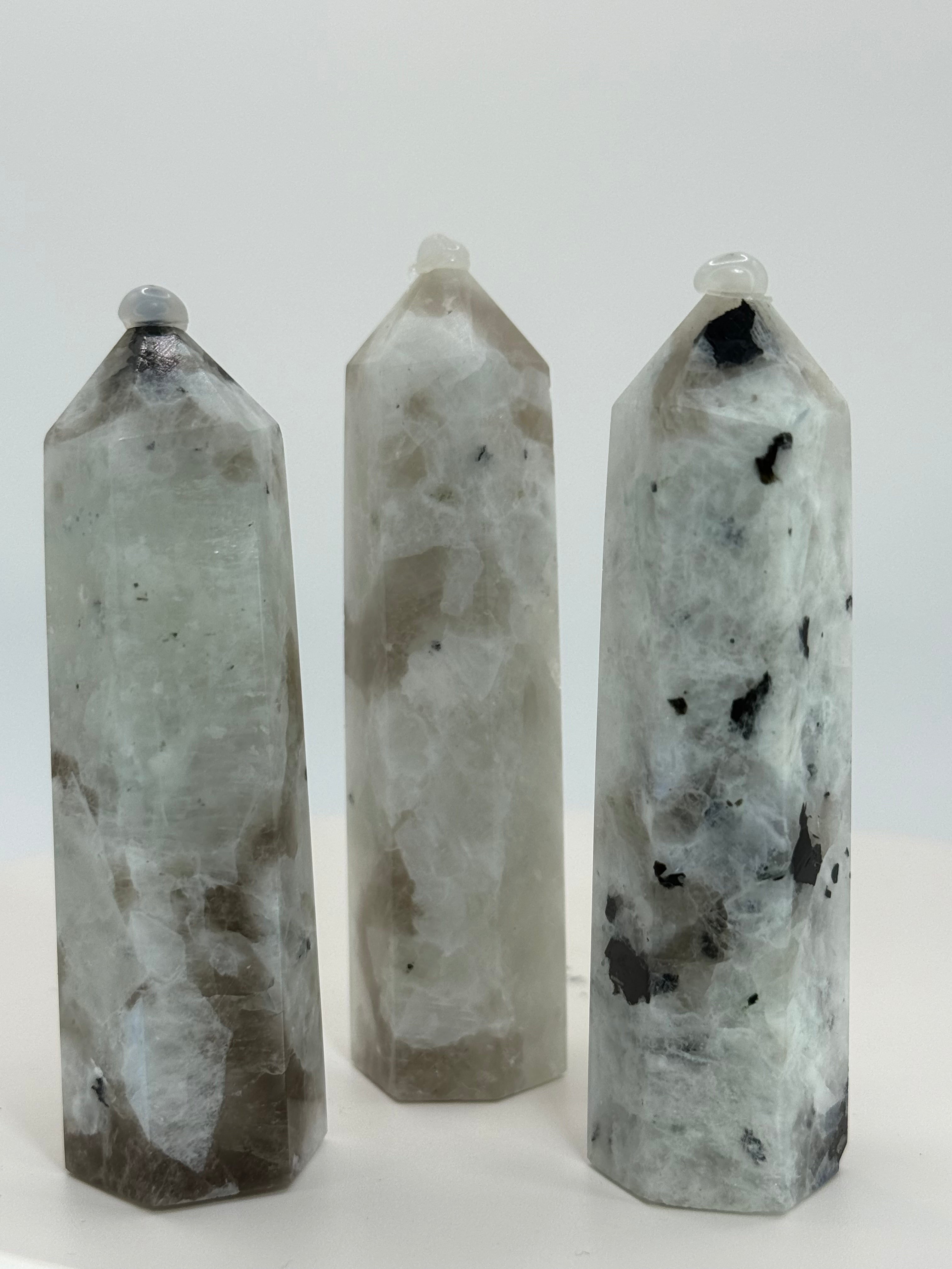 Moonstone Tower 2.5 oz – Polished Crystal Point with Natural Flash for Intuition & Emotional Harmony