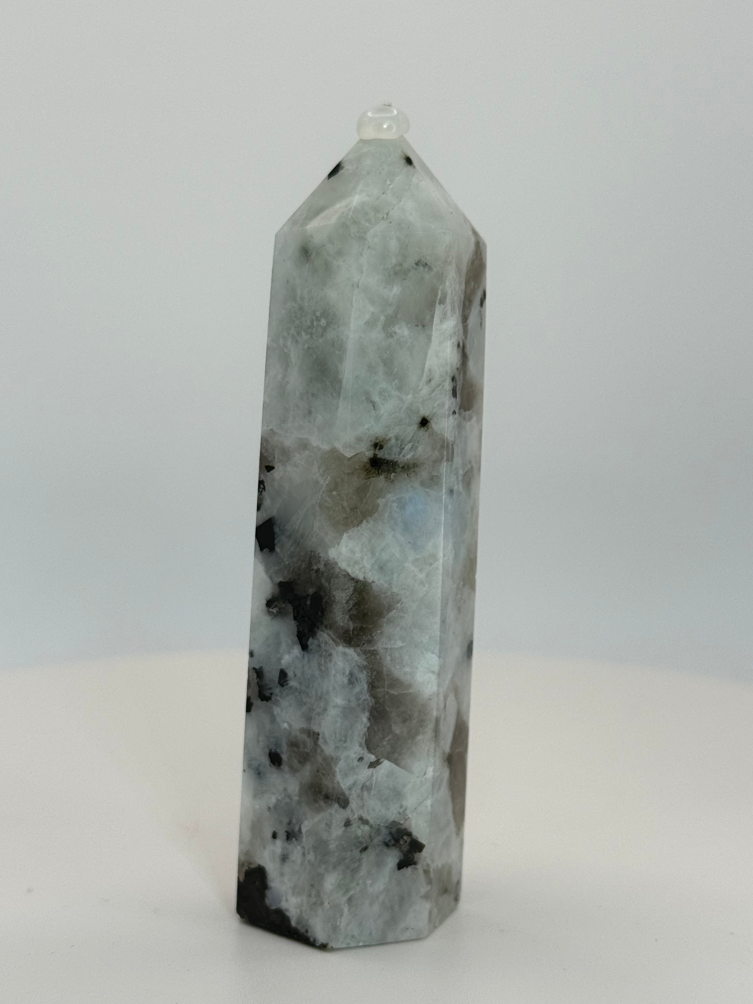 Moonstone Tower 3.1 oz – Polished Crystal Point with Natural Flash for Intuition & Inner Harmony