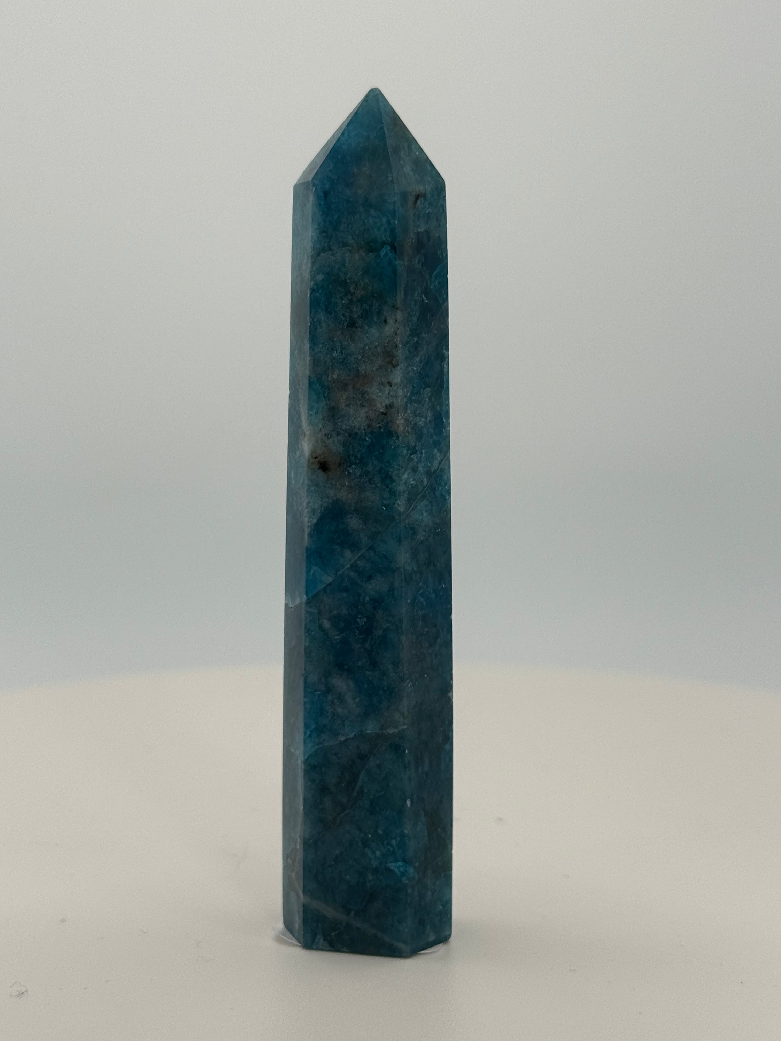 Blue Apatite Tower 2 oz – Polished Crystal Point for Motivation, Clarity & Manifestation