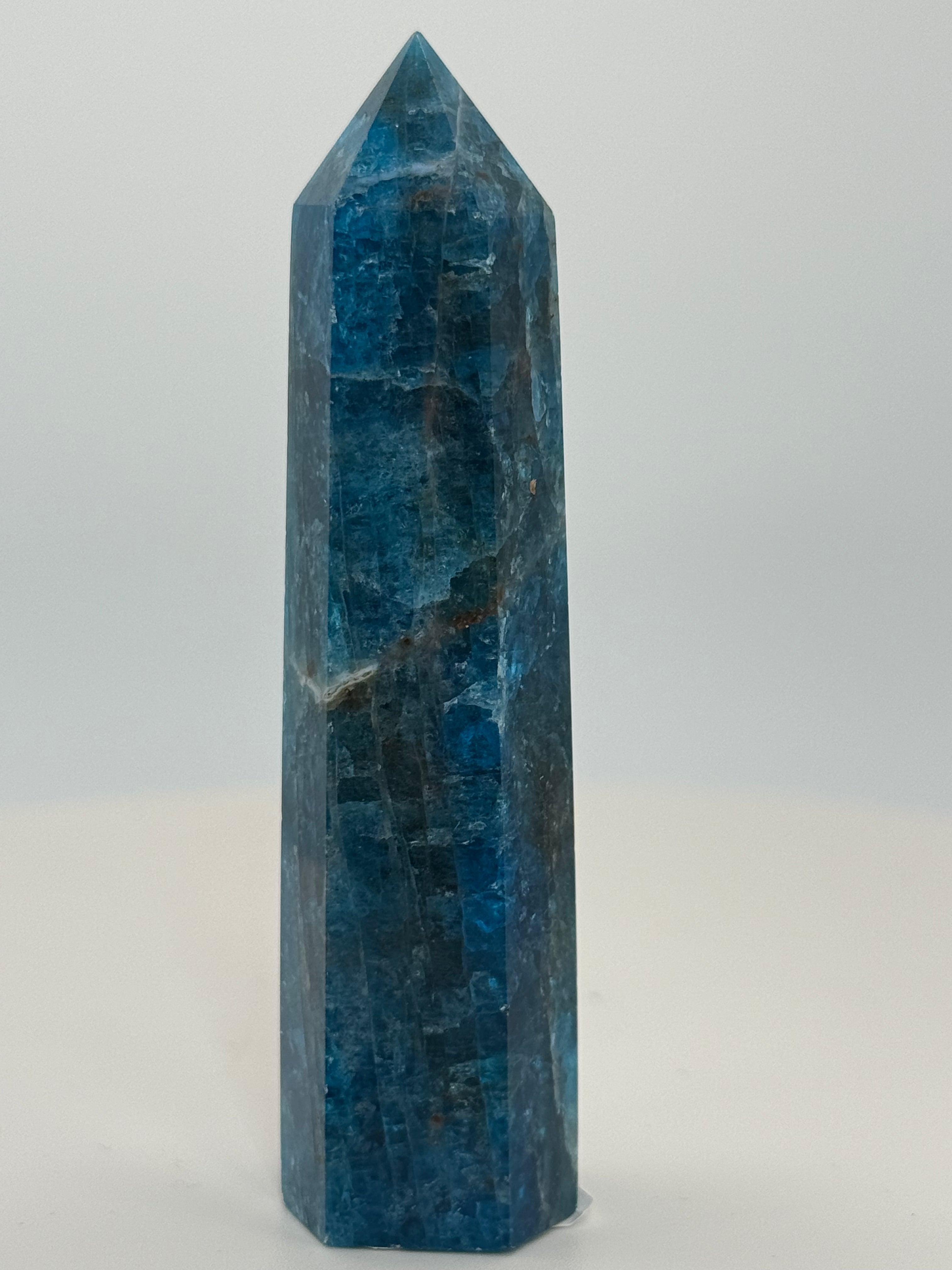 Blue Apatite Tower 2.8 oz – Polished Crystal Point for Motivation, Clarity & Manifestation