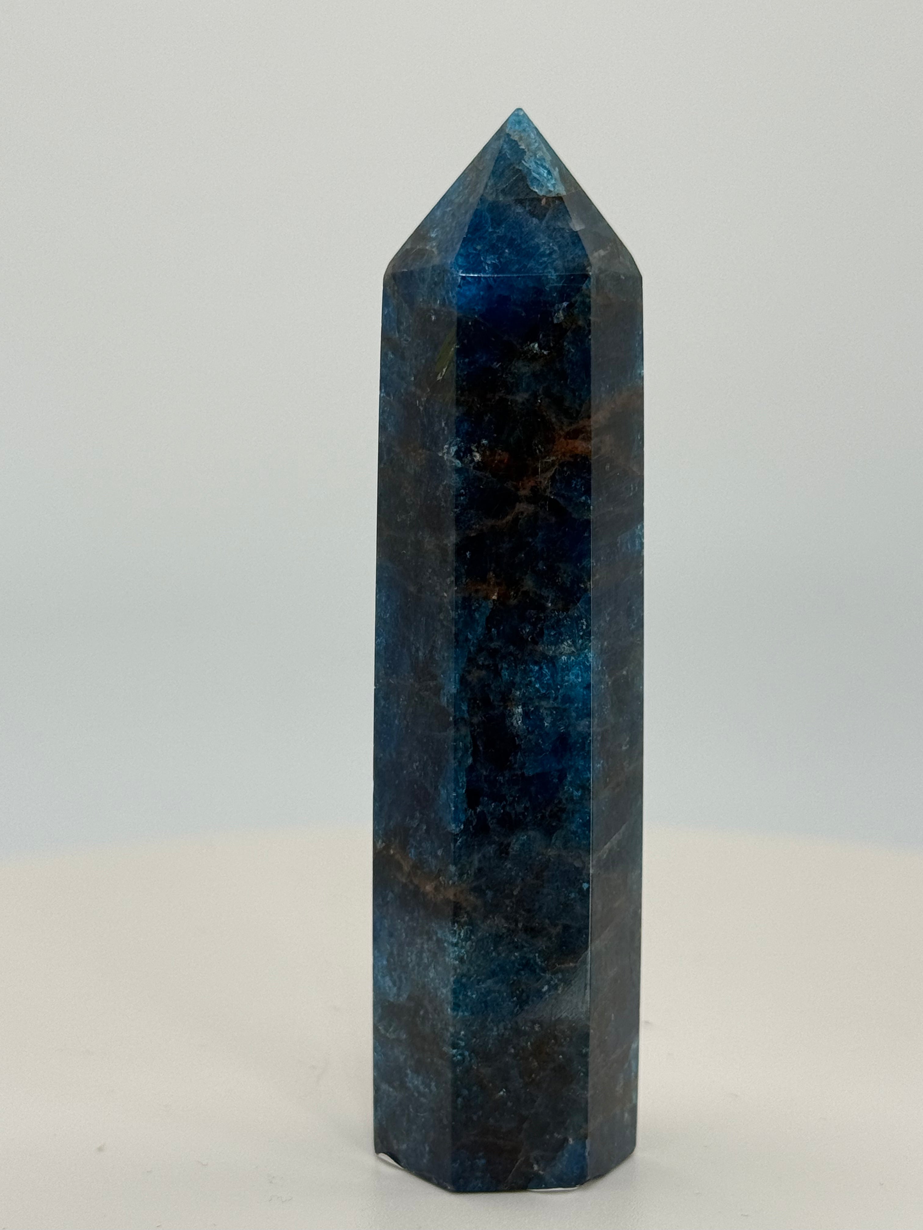 Blue Apatite Tower 3.2 oz – Polished Crystal Point for Motivation, Clarity & Manifestation