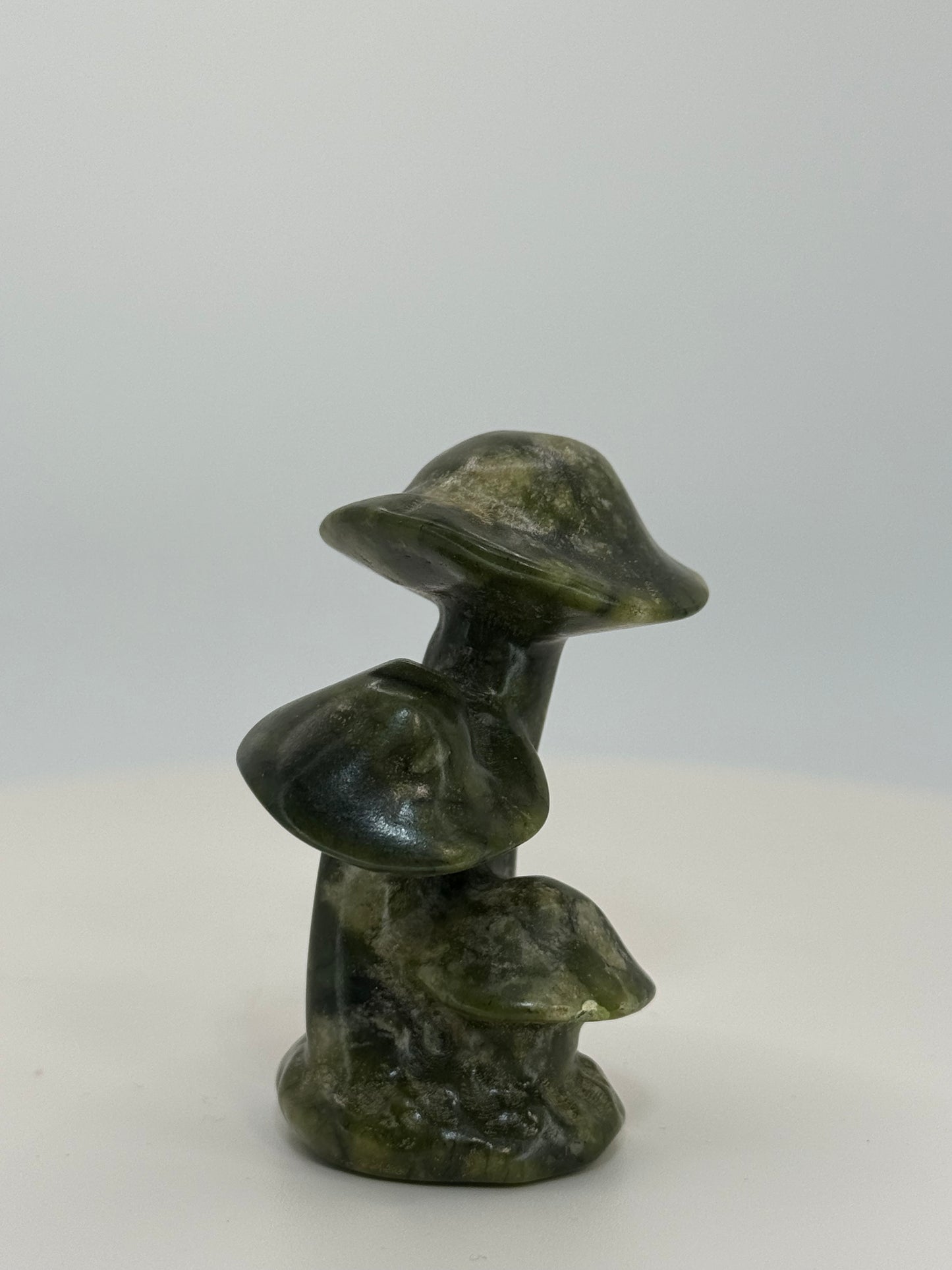 Serpentine Mushroom Carving 2.2 oz – Polished Green Stone for Grounding, Renewal & Nature Energy