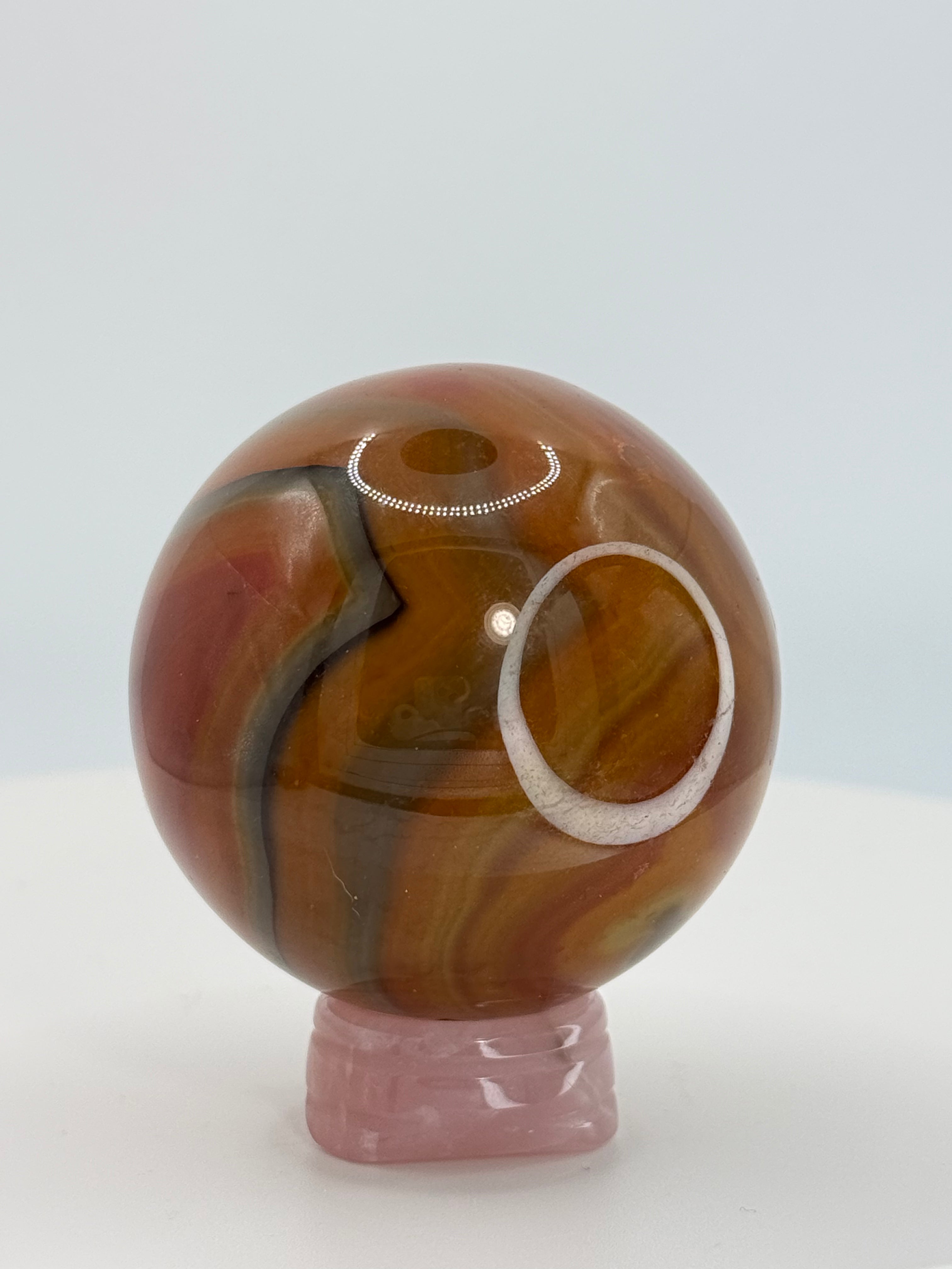 Large Sardonyx Sphere – Polished Banded Stone for Strength, Protection & Grounding Energy