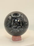 Black Tourmaline Sphere #1 – Polished Protective Crystal for Grounding, Strength & Energy Shielding