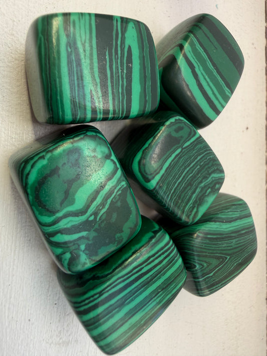 Malachite Tumble | Polished Green Crystal | Natural Banding | Pocket Stone