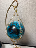 Turquoise & Hematite Crystal Sphere 5–6 oz – Polished Metallic Stone for Grounding, Protection & Premium Display