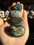 Labradorite Palm Stone – 1-1.9oz Iridescent Crystal for Protection, Intuition & Transformation