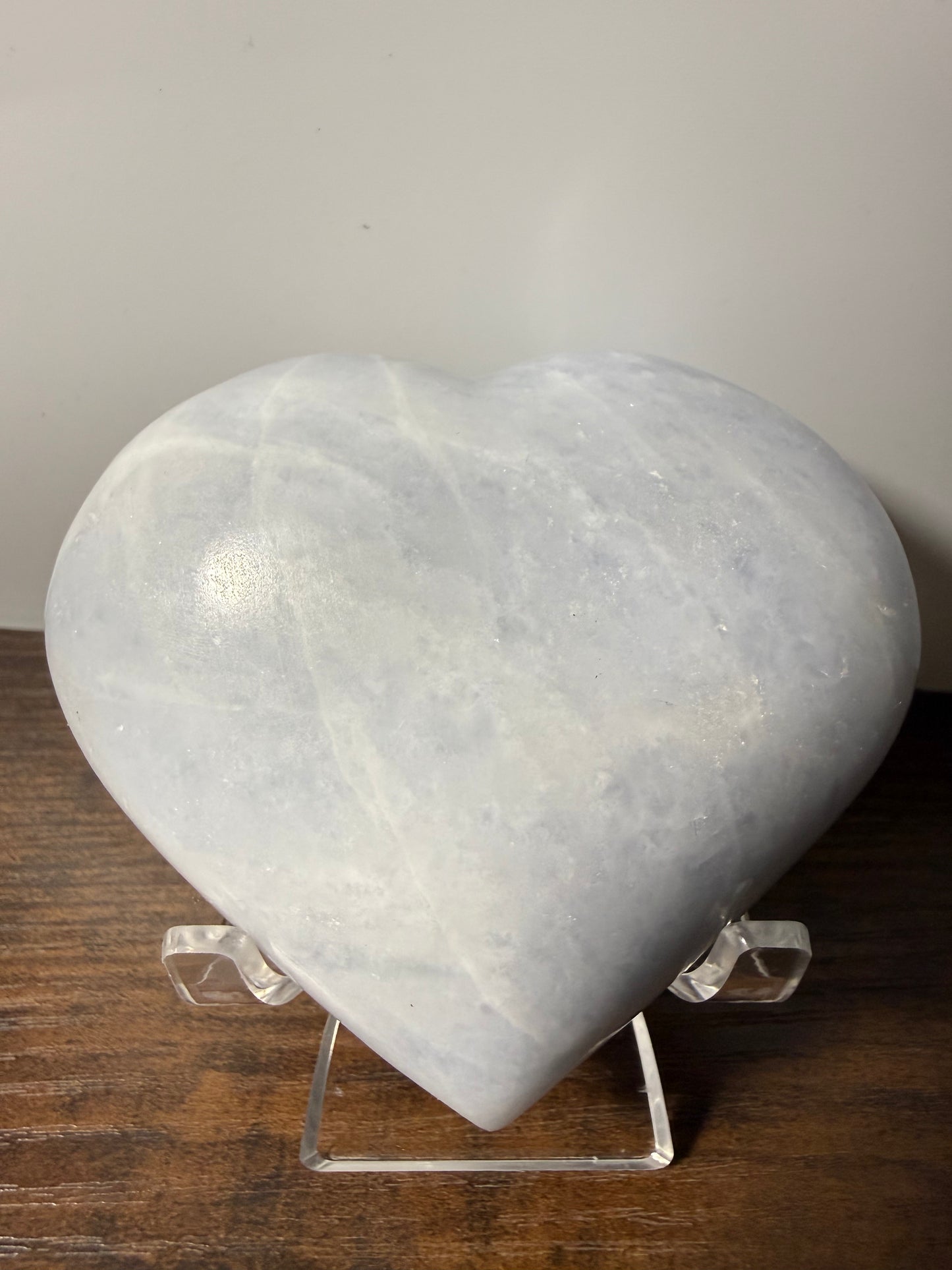 Blue Calcite Heart – 11 oz Polished Crystal for Calm, Clarity & Emotional Soothing