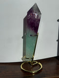 Watermelon Fluorite Tower With Stand| Medium Purple‑Green Gradient | Natural Polished Crystal Point