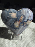 💙 XL Blue-Flower Agate Heart | Healing, Growth & Emotional Balance