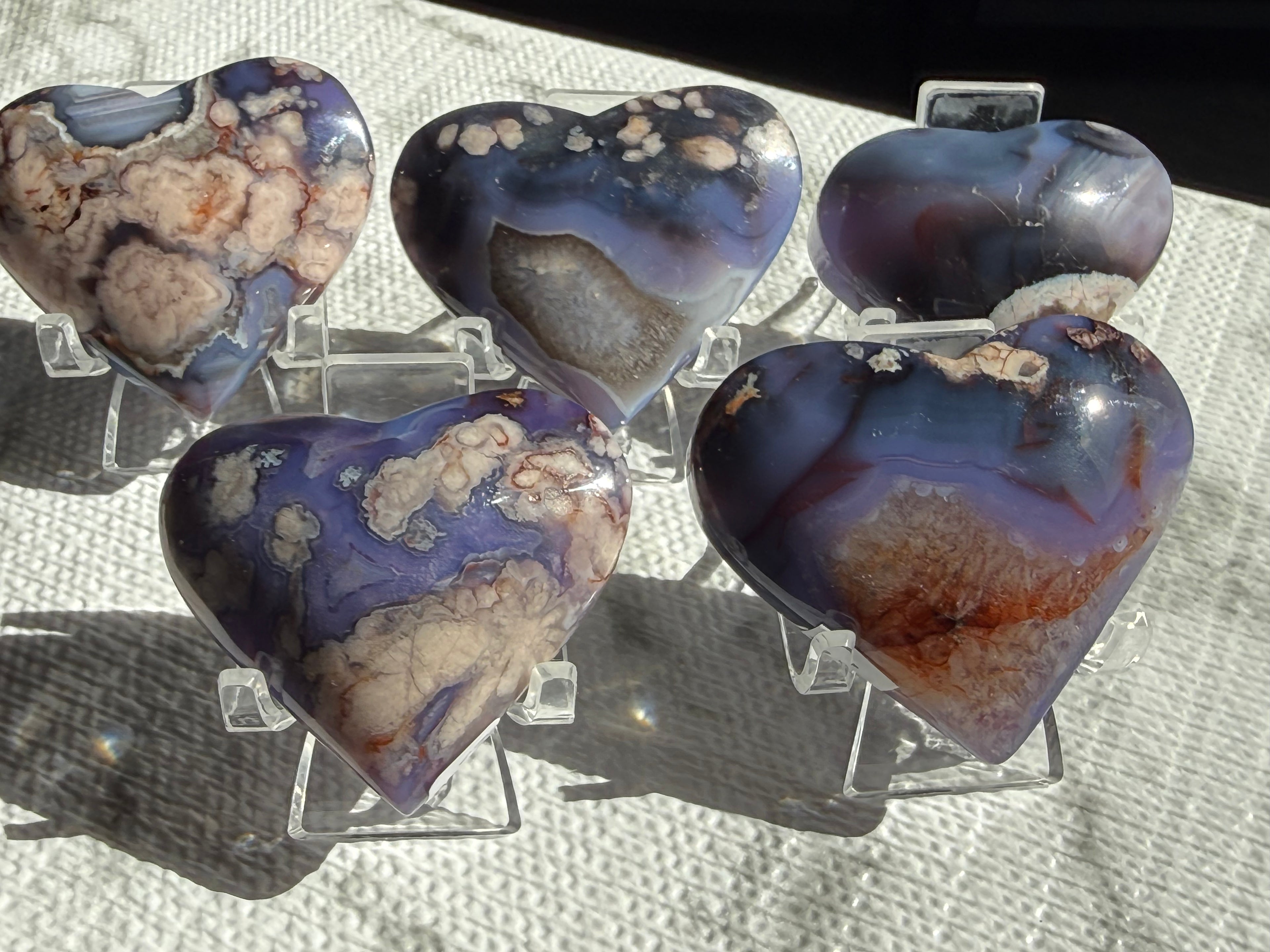 💙 Large Blue-Flower Agate Heart | Healing, Growth & Emotional Balance