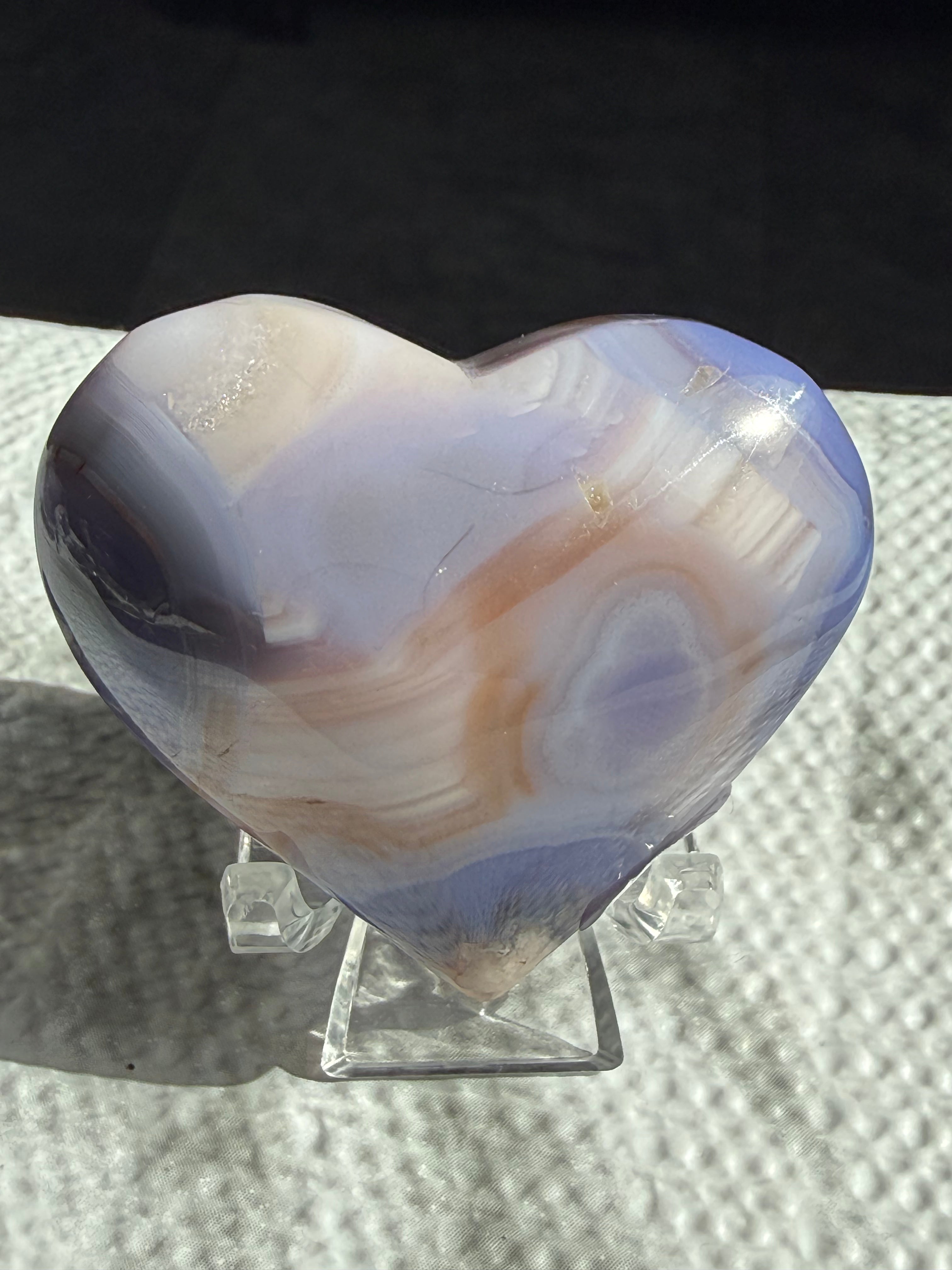 Small Blue-Flower Agate Heart | Healing, Growth & Emotional Balance