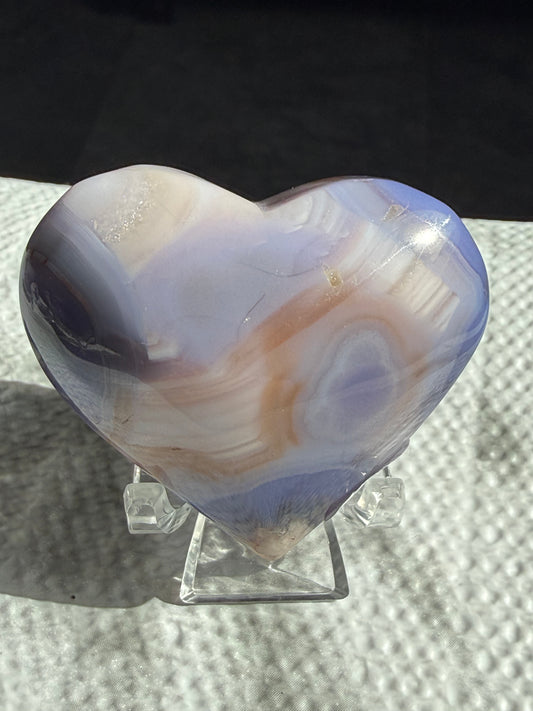 Small Blue-Flower Agate Heart | Healing, Growth & Emotional Balance