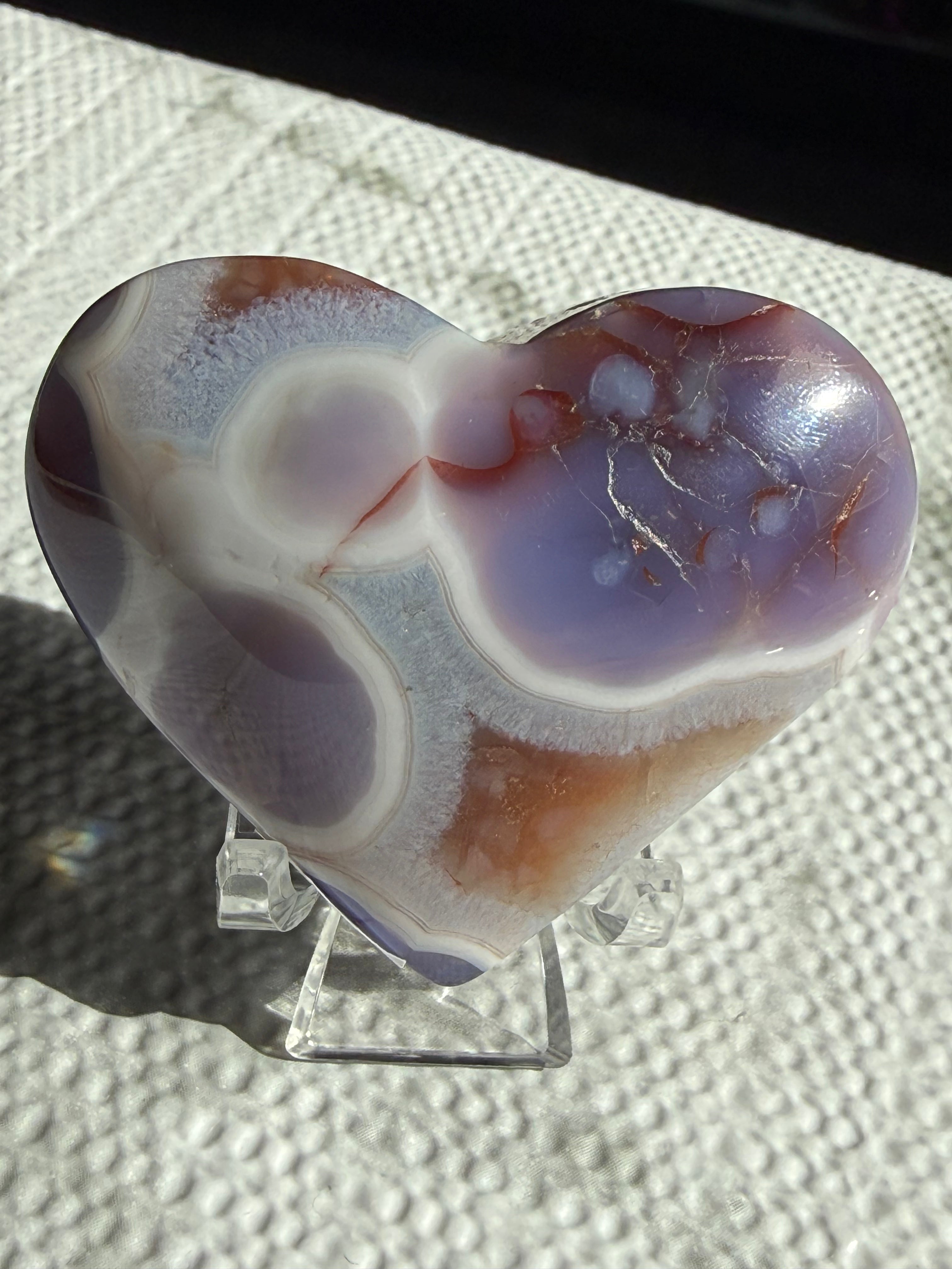 Medium Blue-Flower Agate Heart | Healing, Growth & Emotional Balance