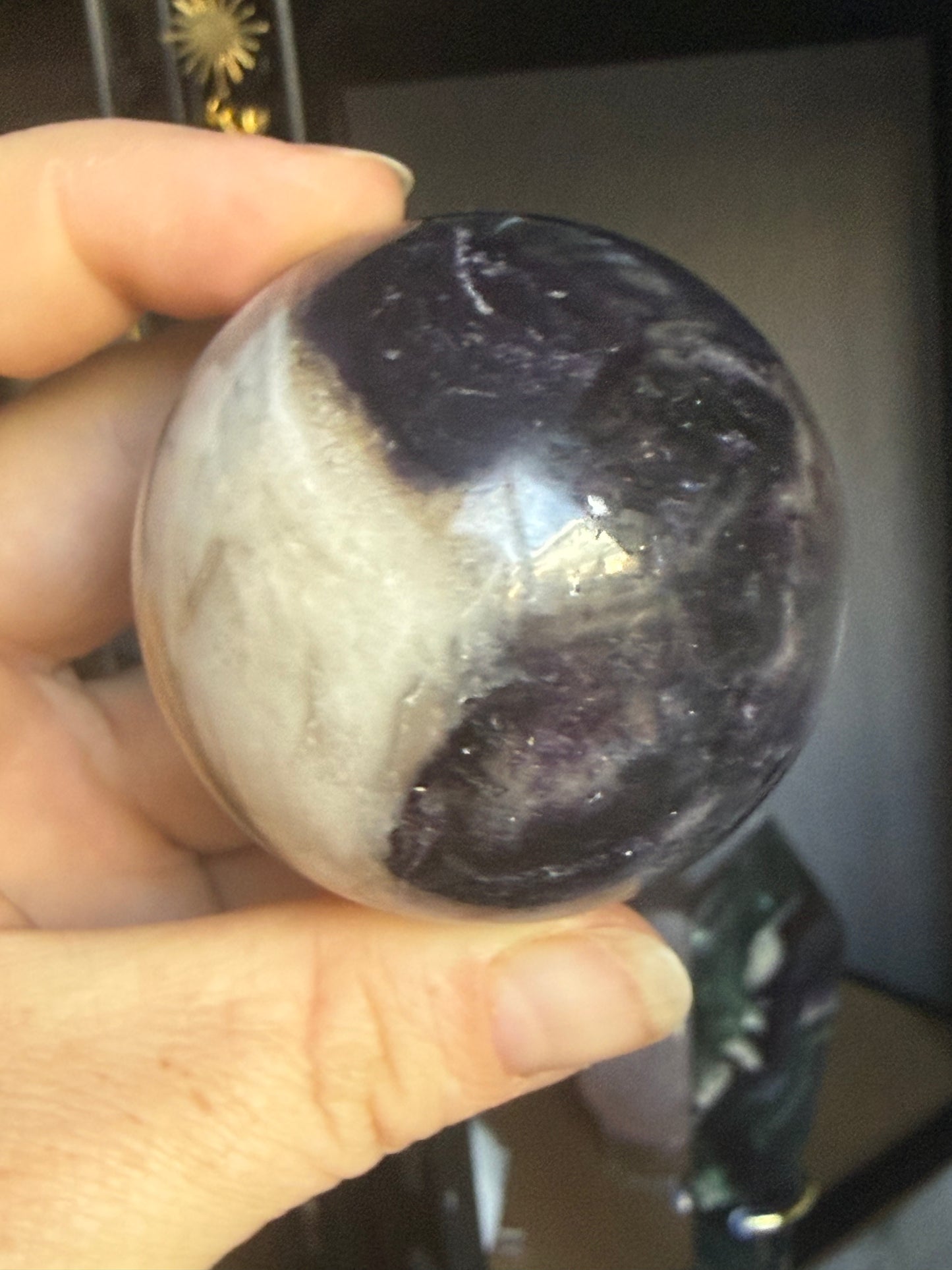 Fluorite–Sphalerite Sphere #4 – Polished Crystal for Clarity, Grounding & Transformative Balance