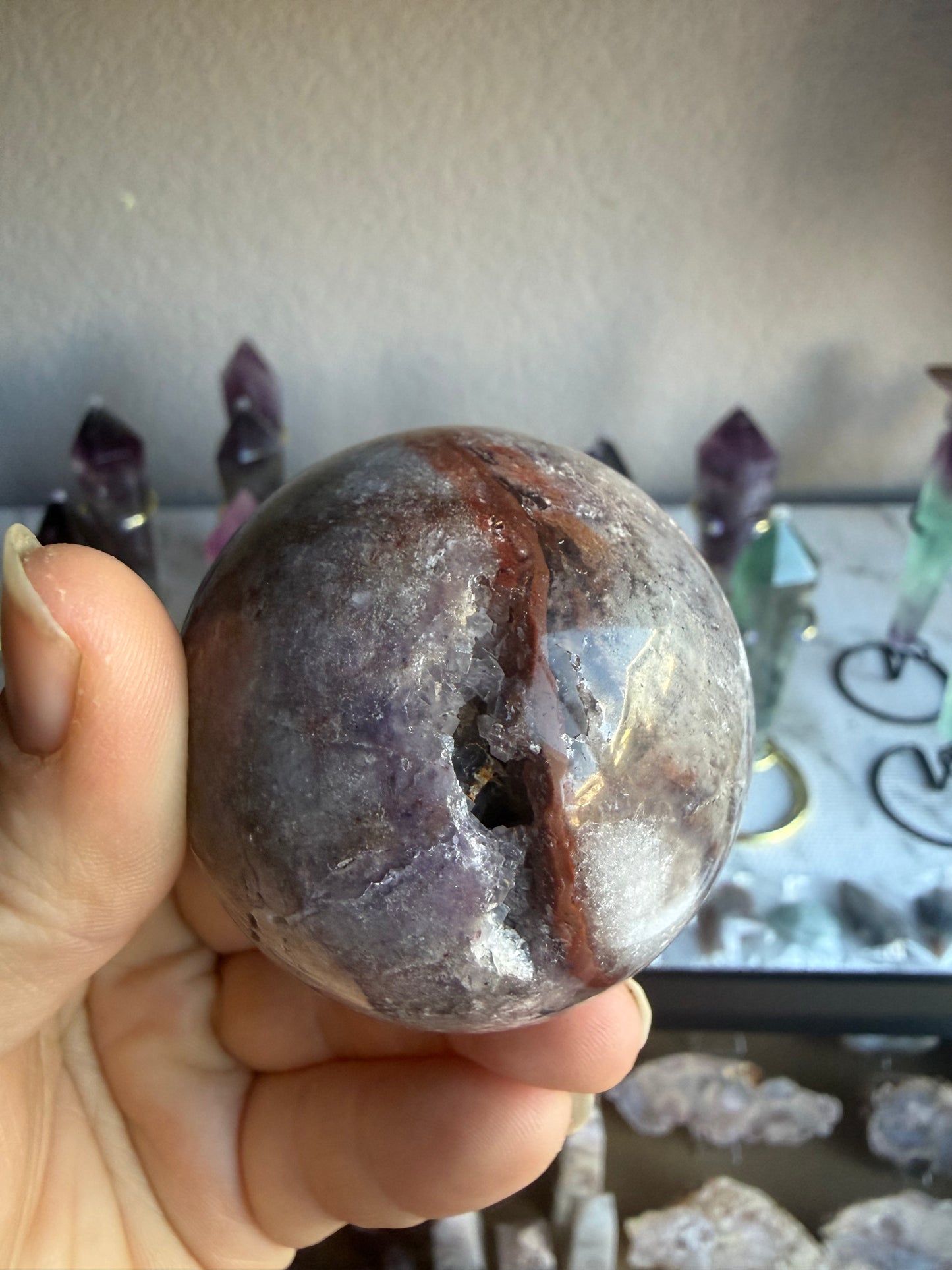 Fluorite–Sphalerite Sphere #2 – Polished Crystal for Insight, Grounding & Transformative Energy