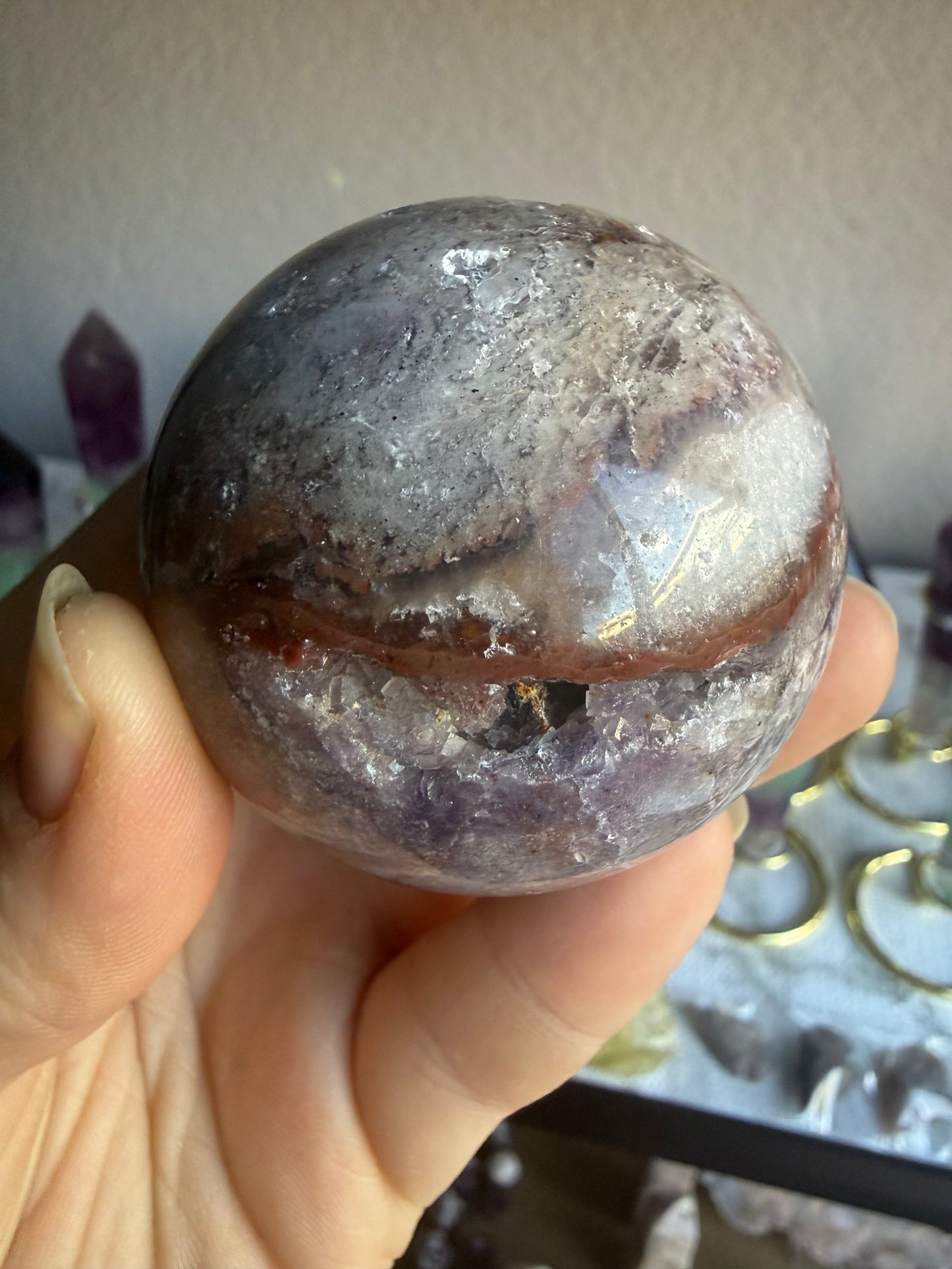 Fluorite–Sphalerite Sphere #2 – Polished Crystal for Insight, Grounding & Transformative Energy