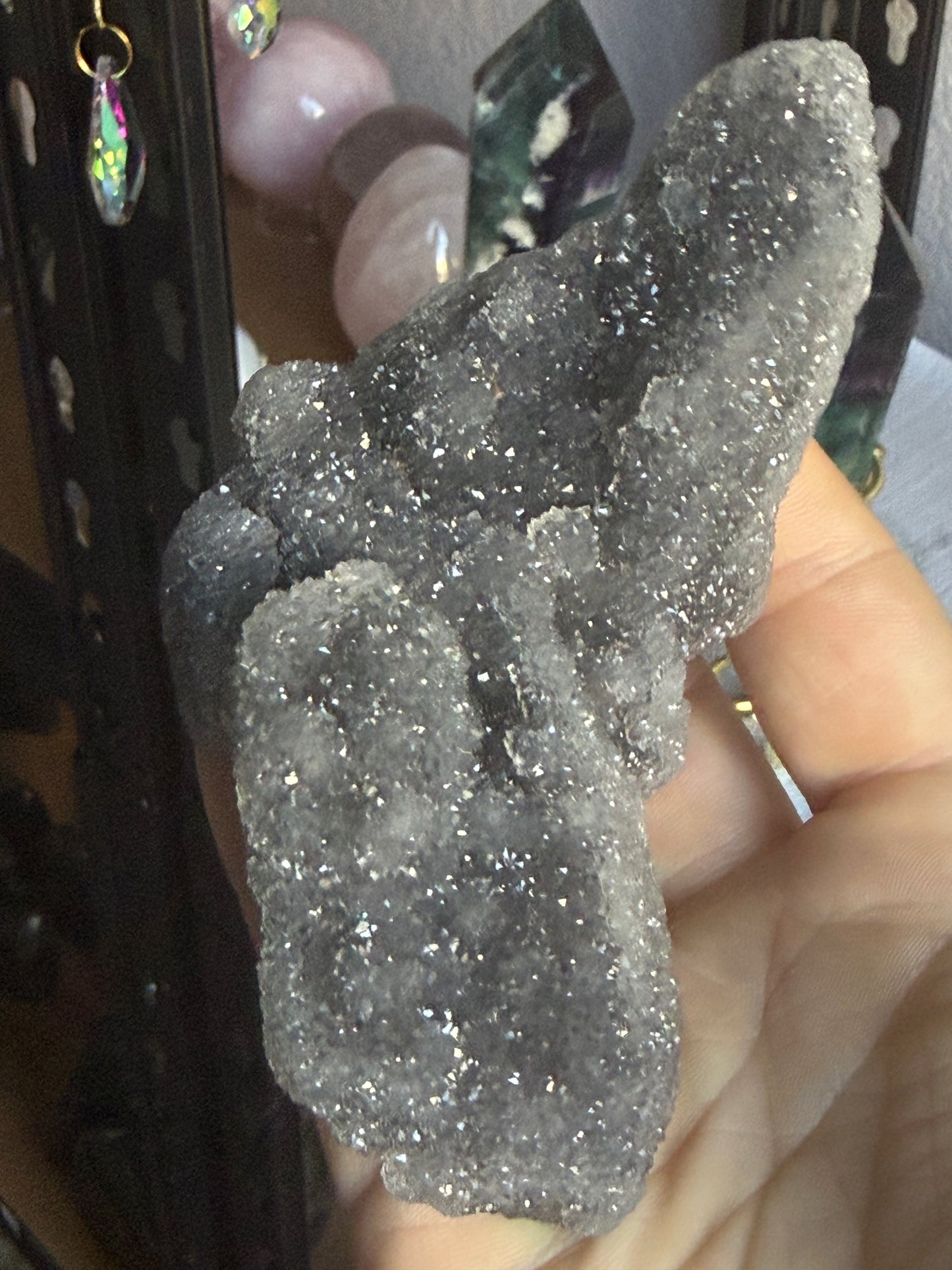 Sphalerite Specimen #4 – Metallic Crystal Cluster with Druzy Sparkle for Grounding & Transformation