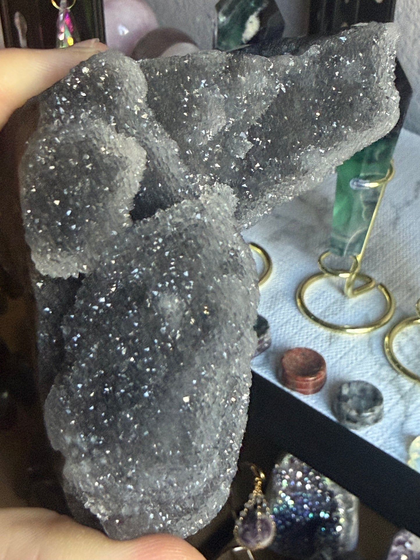 Sphalerite Specimen #4 – Metallic Crystal Cluster with Druzy Sparkle for Grounding & Transformation