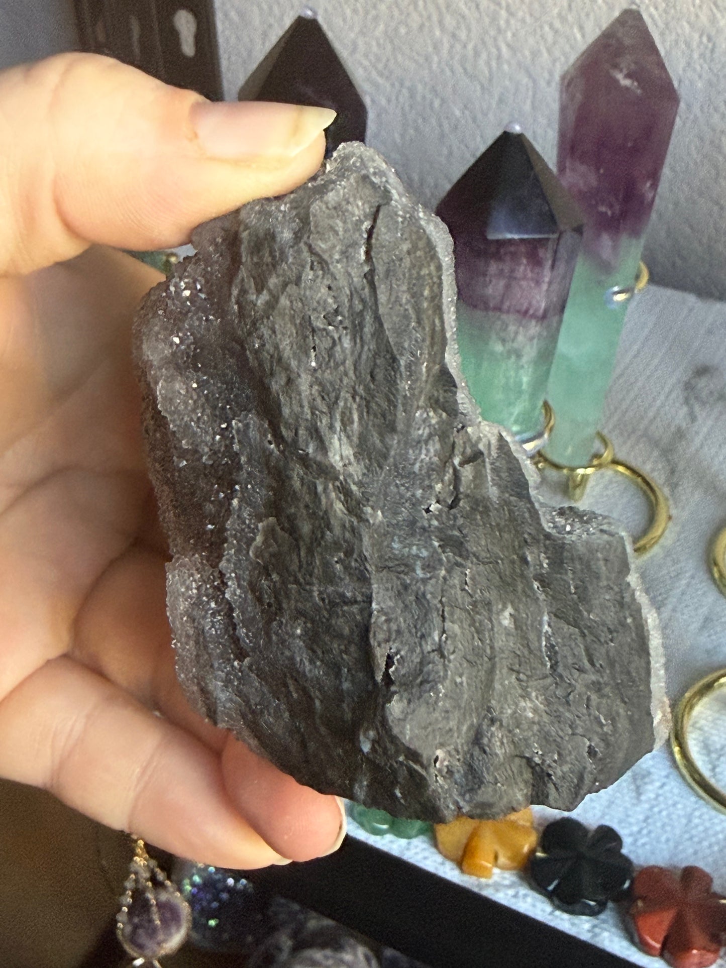 Sphalerite Specimen #4 – Metallic Crystal Cluster with Druzy Sparkle for Grounding & Transformation